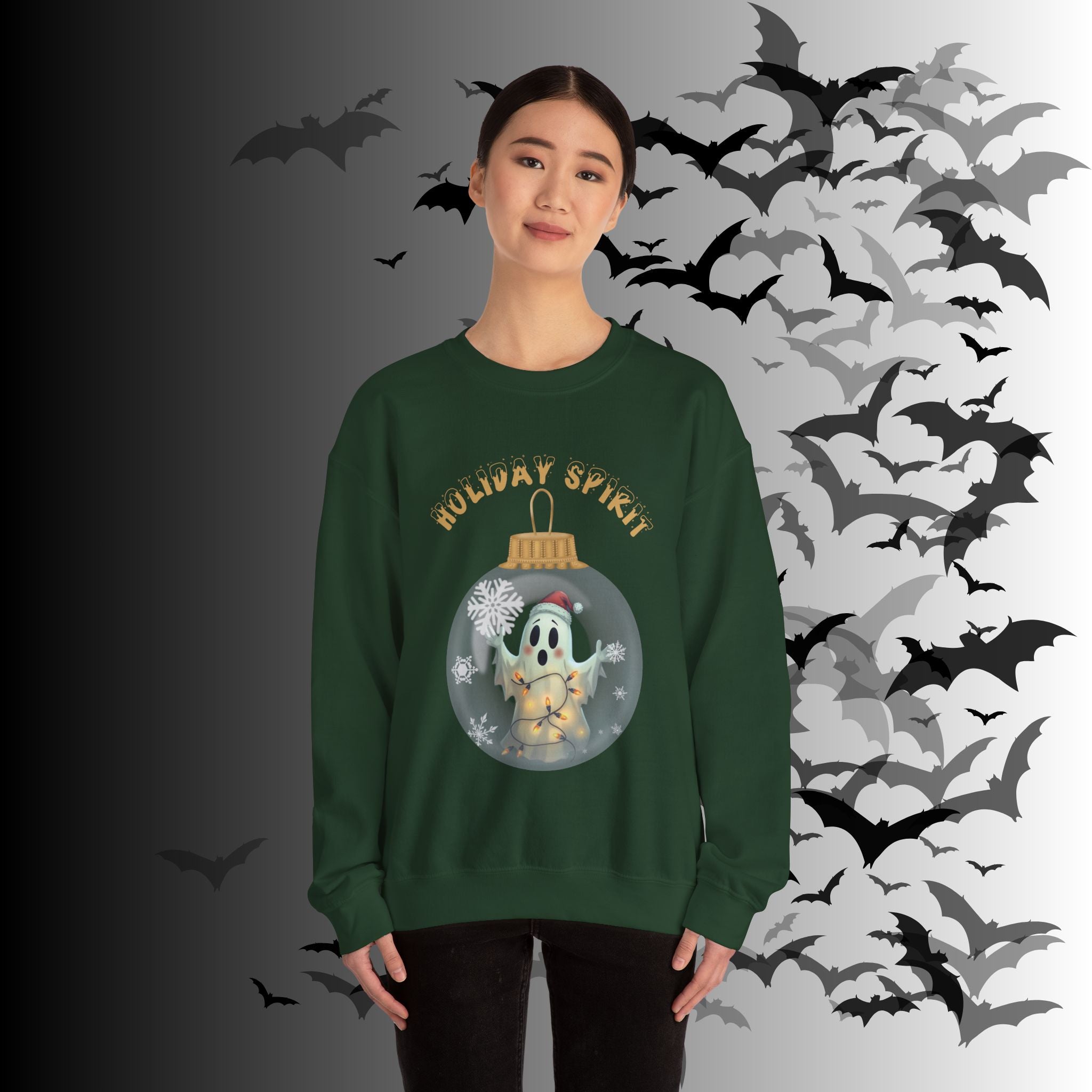 Holiday Spirit Crewneck Sweatshirt — Ghost Christmas Ornament Gothmas