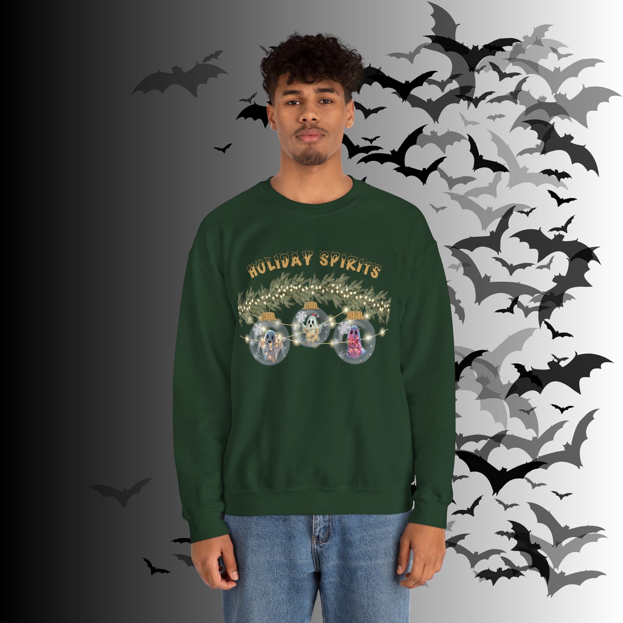 Holiday Spirits Crewneck Sweatshirt — Ghost Christmas Ornament Gothmas