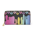Pastel Goth Rainbow Drip Skull Heart Wallet | Colorful Faux Leather Zipper Clutch