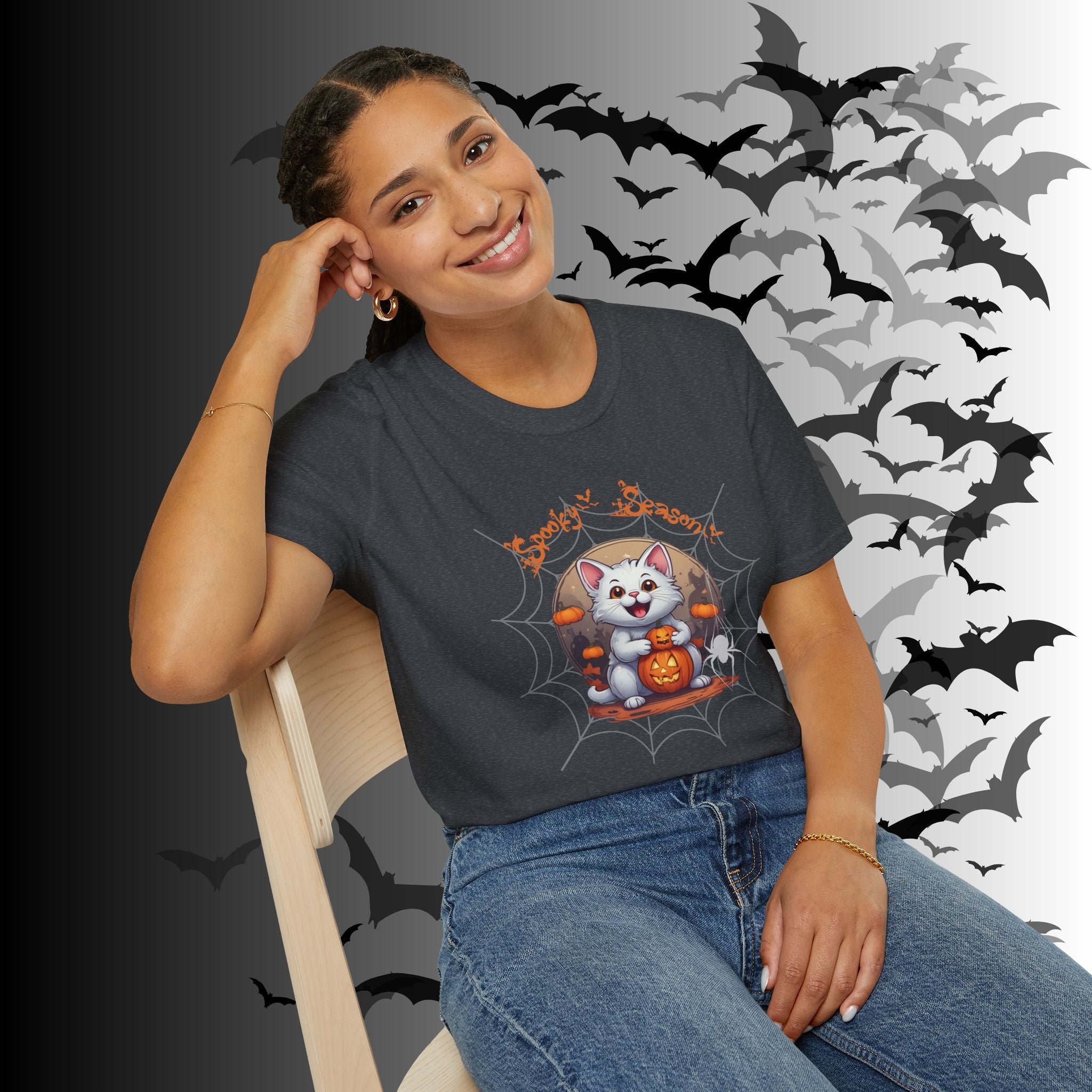 Spooky Season Kawaii Cat Halloween T-Shirt — Cat Lover Tee