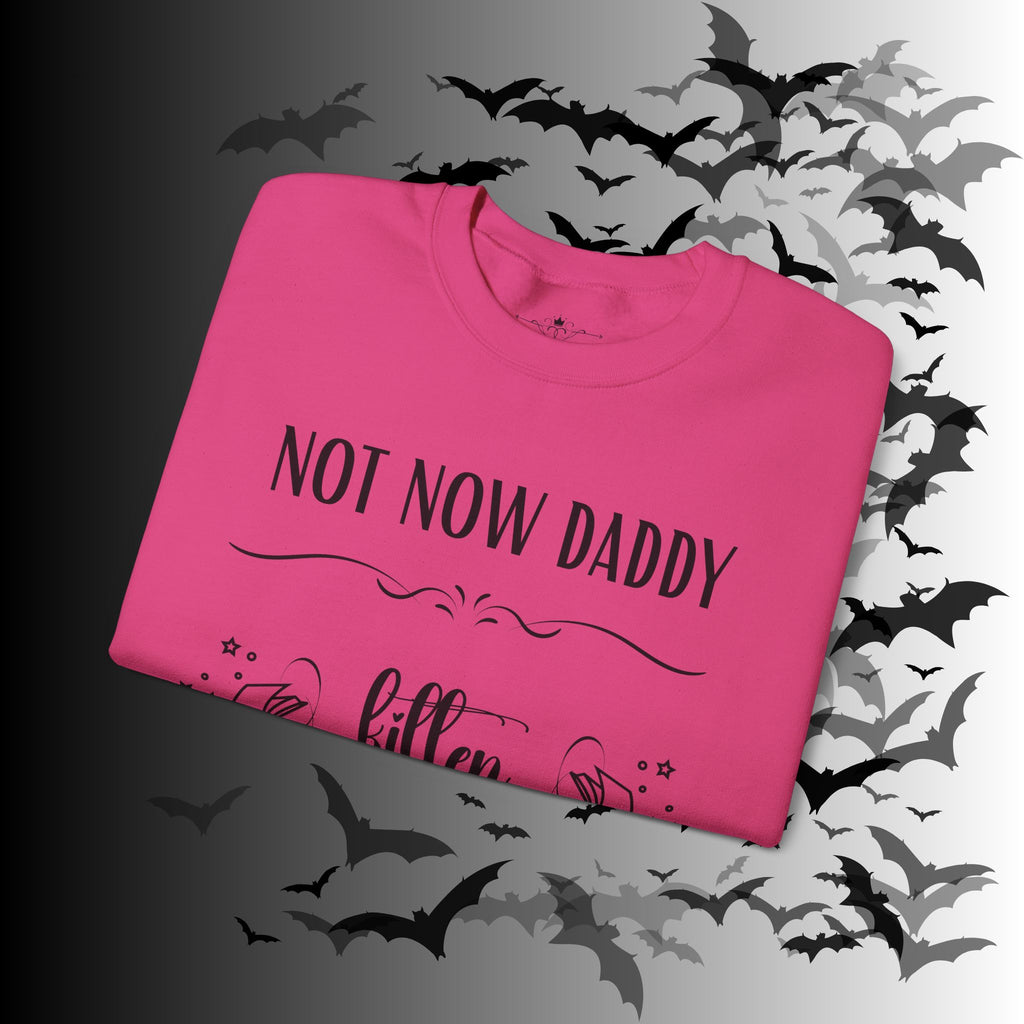 Not Now Daddy Kitten Is Reading Crewneck Sweatshirt — Funny Book Lover