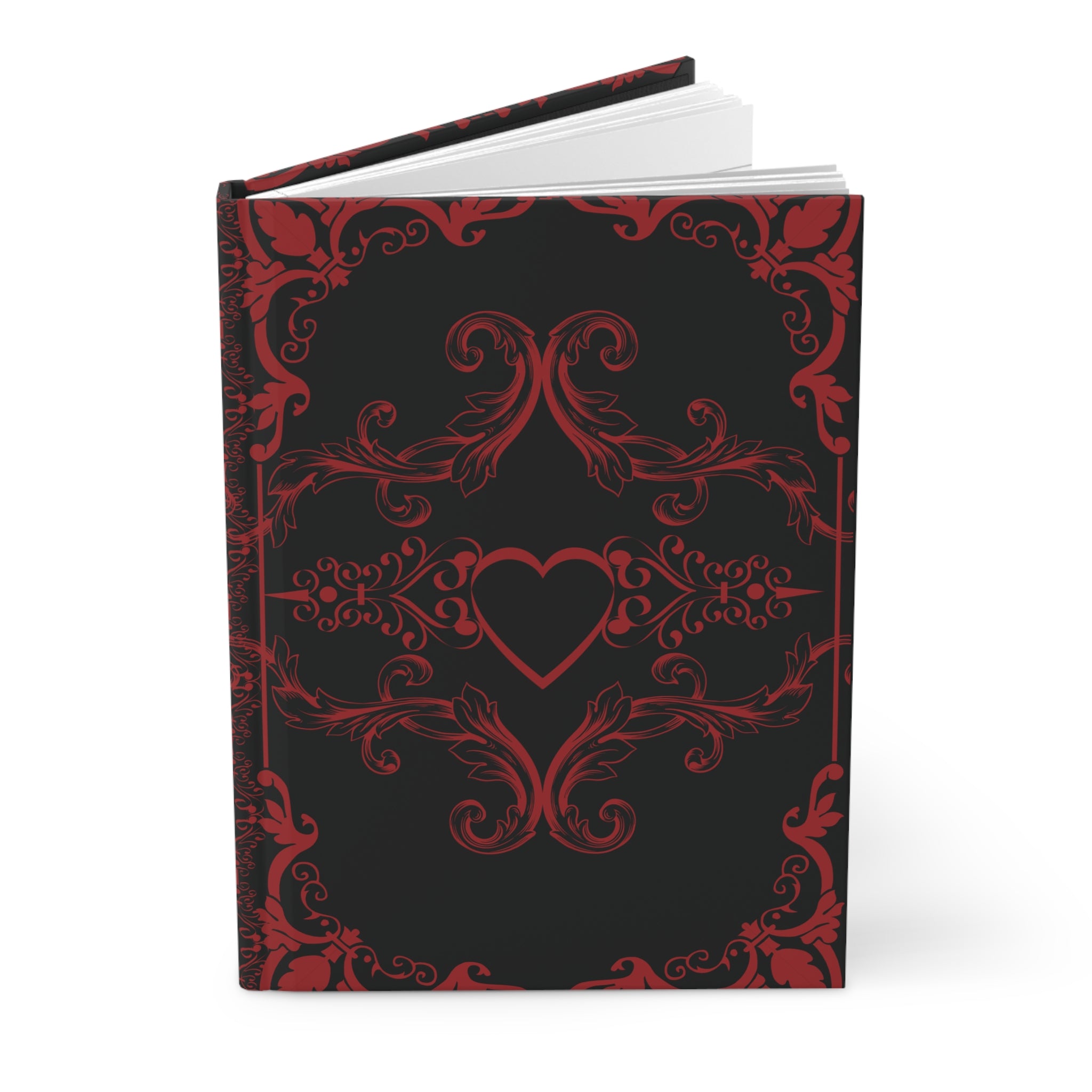 Gothic Dark Romance Journal — Red & Black Victorian Heart Hardcover