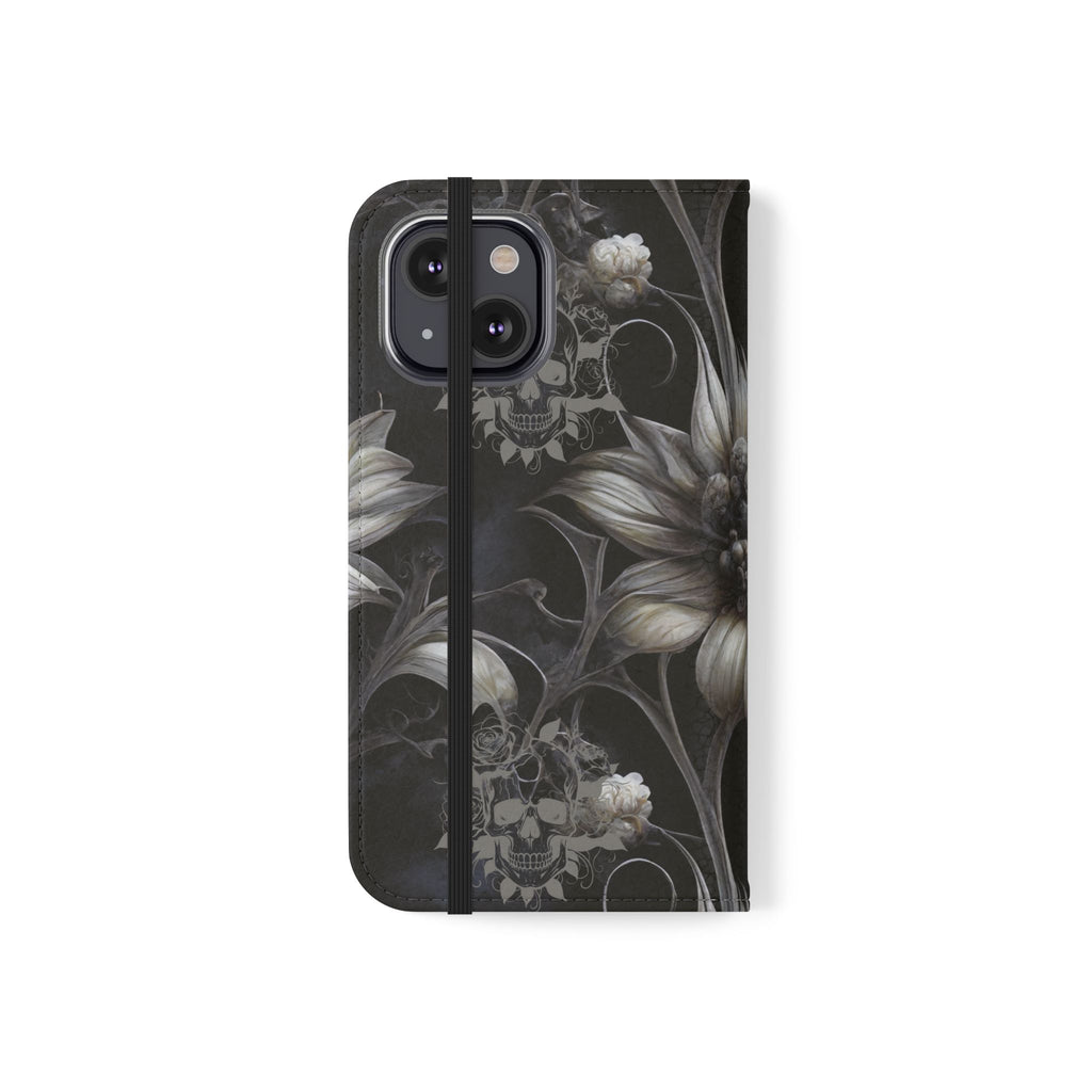 Goth Botanical Flip Wallet Case for iPhone and Samsung Galaxy Phones