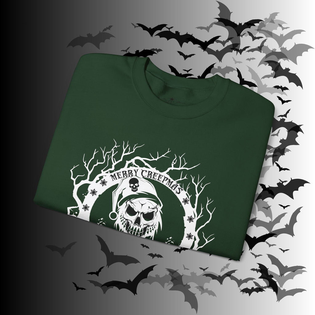 Merry Creepmas Crewneck Sweatshirt — Gothic Christmas Skull Santa