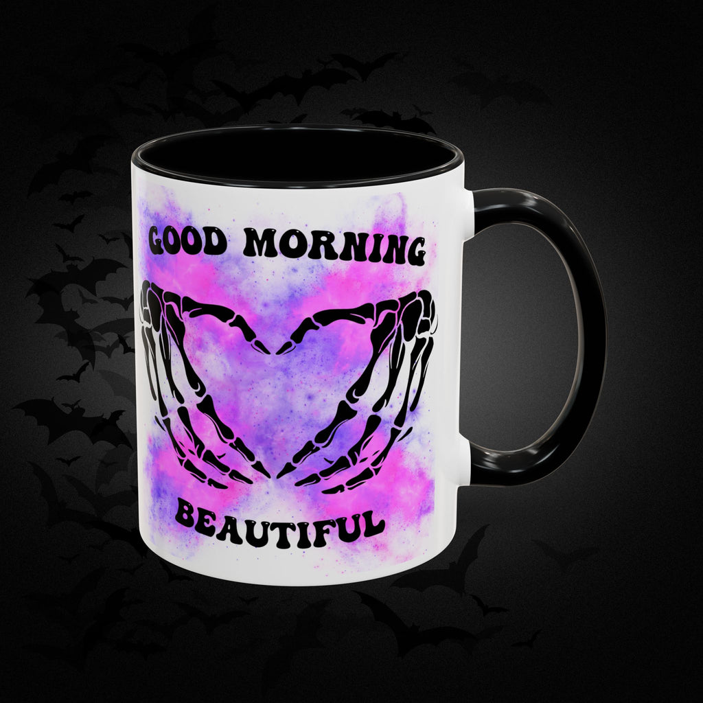 Good Morning Beautiful Fuck Off Skeleton Hands Accent Coffee Mug