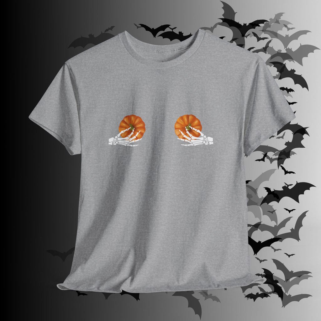 Skeleton Hands Pumpkin Halloween T-Shirt — Funny Spooky Season Tee