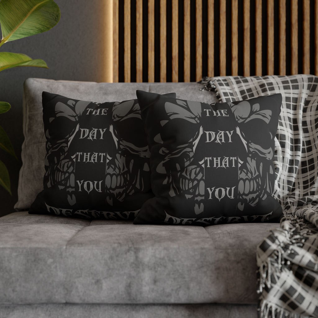 Gothic Floral Skull Throw Pillow — Dark Botanical Moody Home Decor