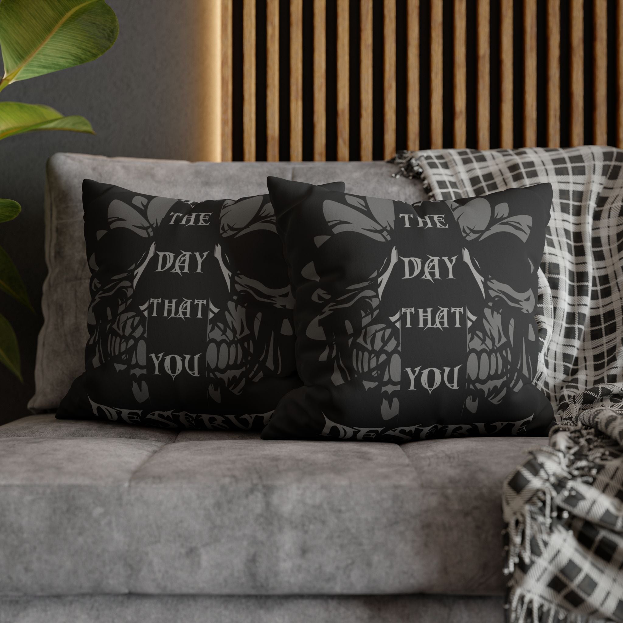 Gothic Floral Skull Throw Pillow — Dark Botanical Moody Home Decor