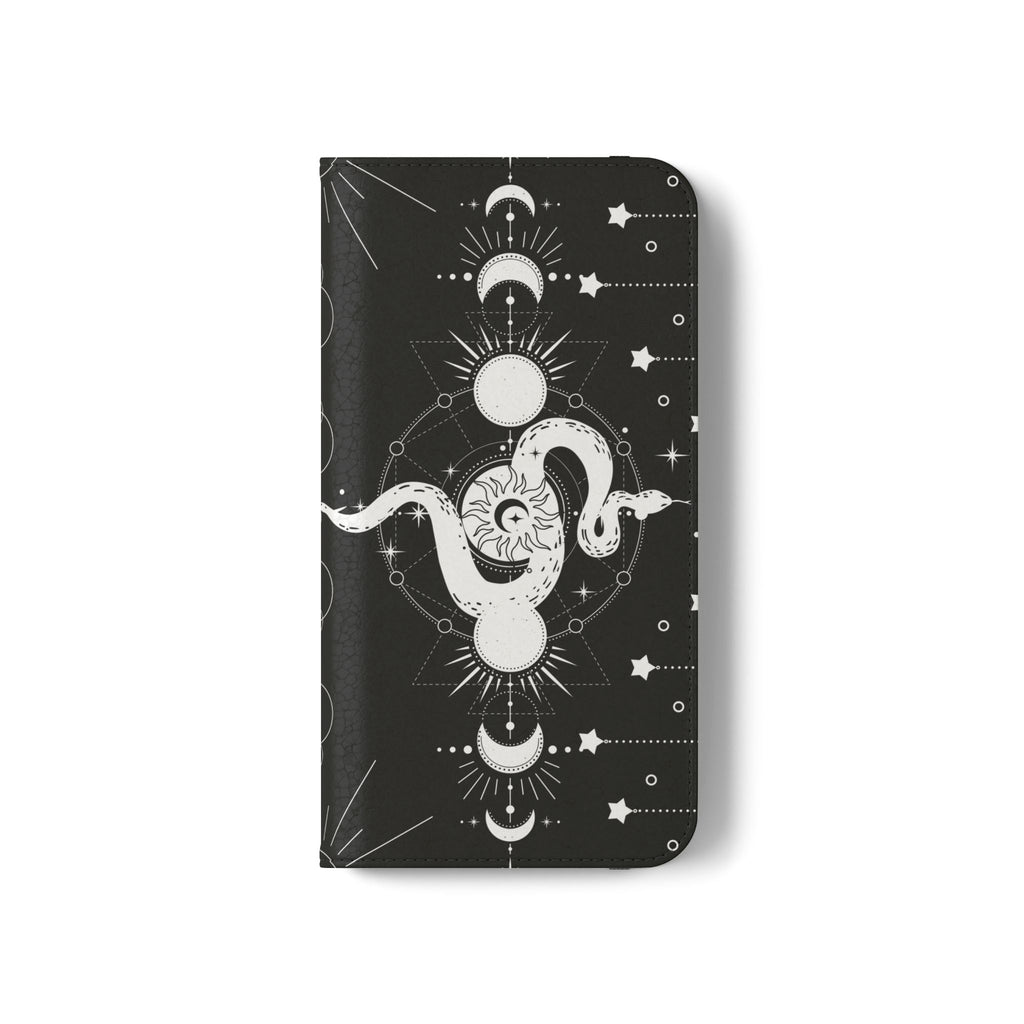 Gothic Style Celestial Snake Moon Phases Wallet Flip PhoneCase - Celestial Style Phone Case for iPhone and Samsung - Moon Phases Wallet Case