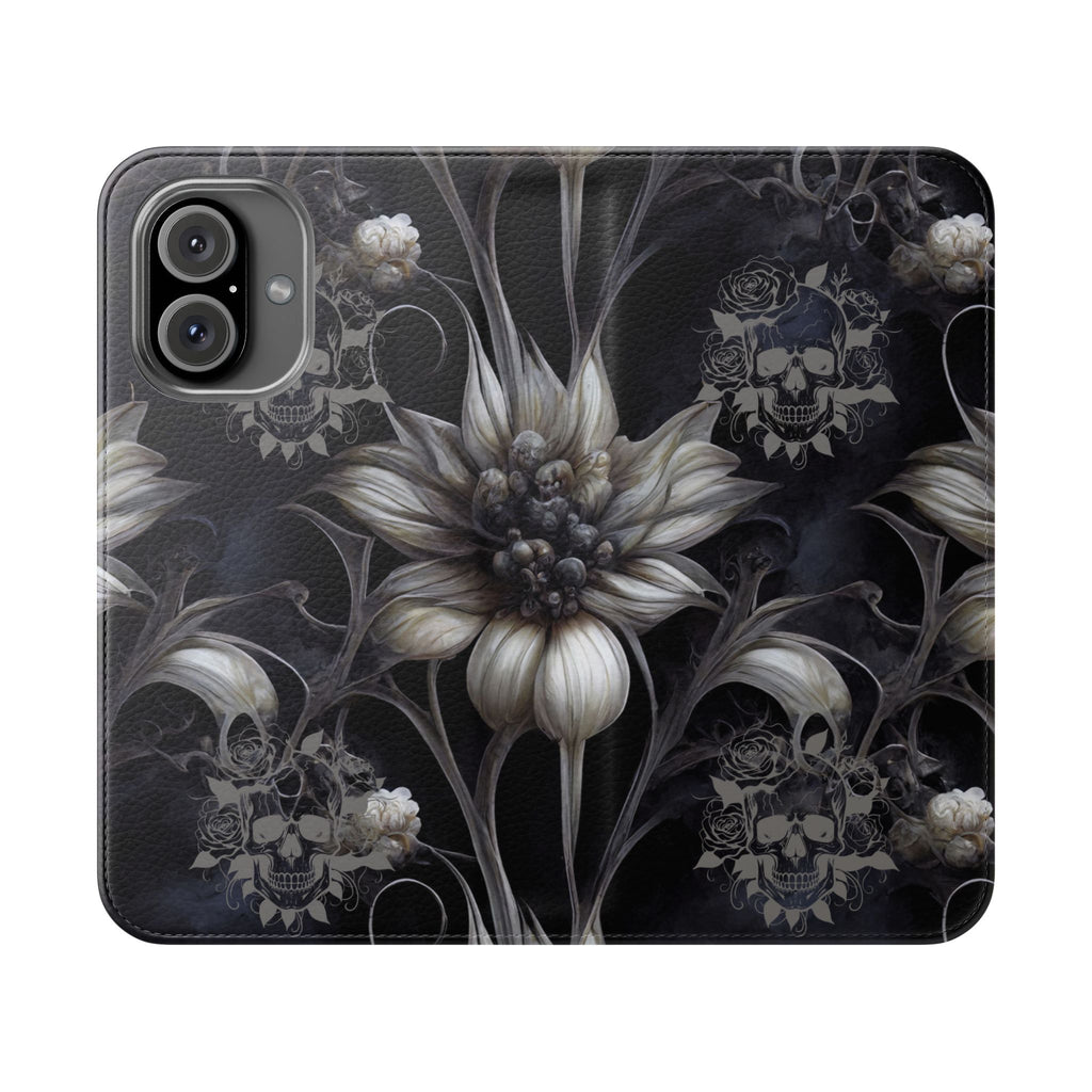 Goth Botanical Flip Wallet Case for iPhone and Samsung Galaxy Phones