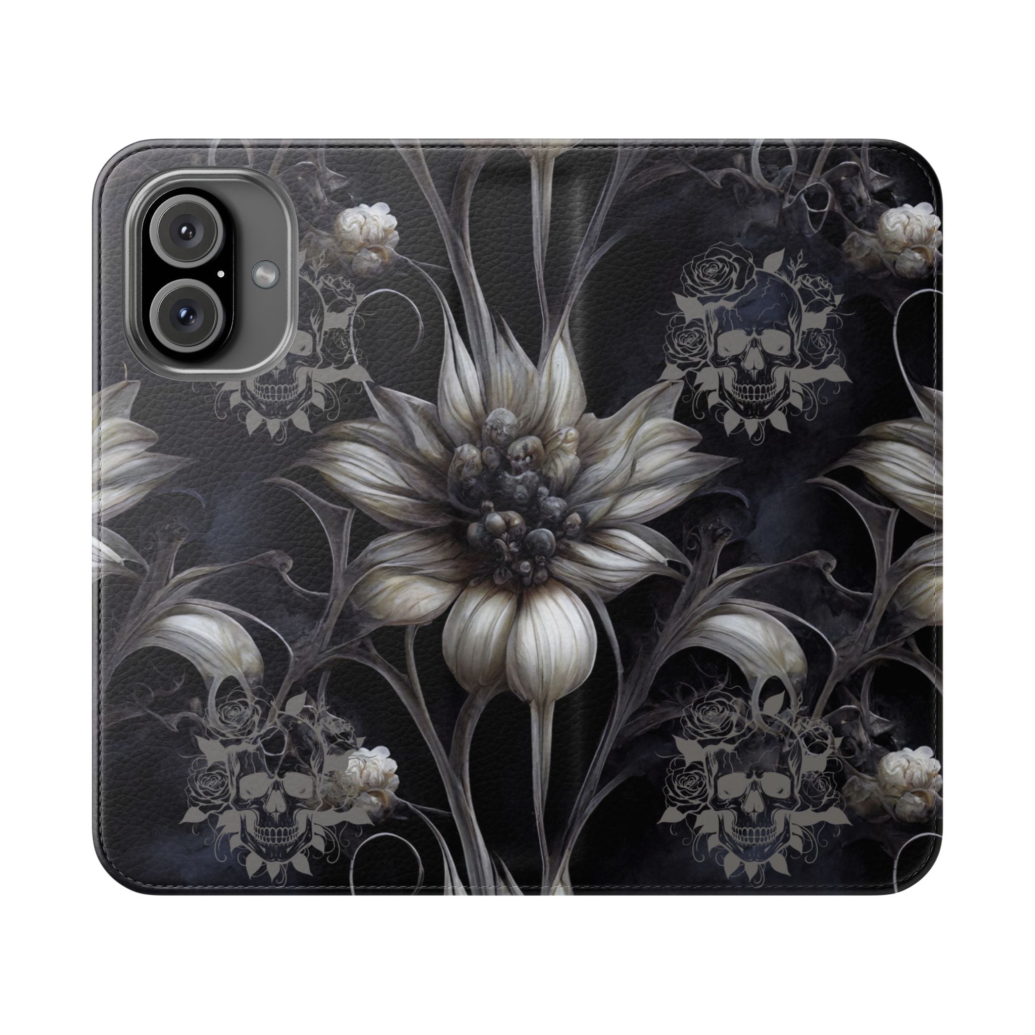 Goth Botanical Flip Wallet Case for iPhone and Samsung Galaxy Phones