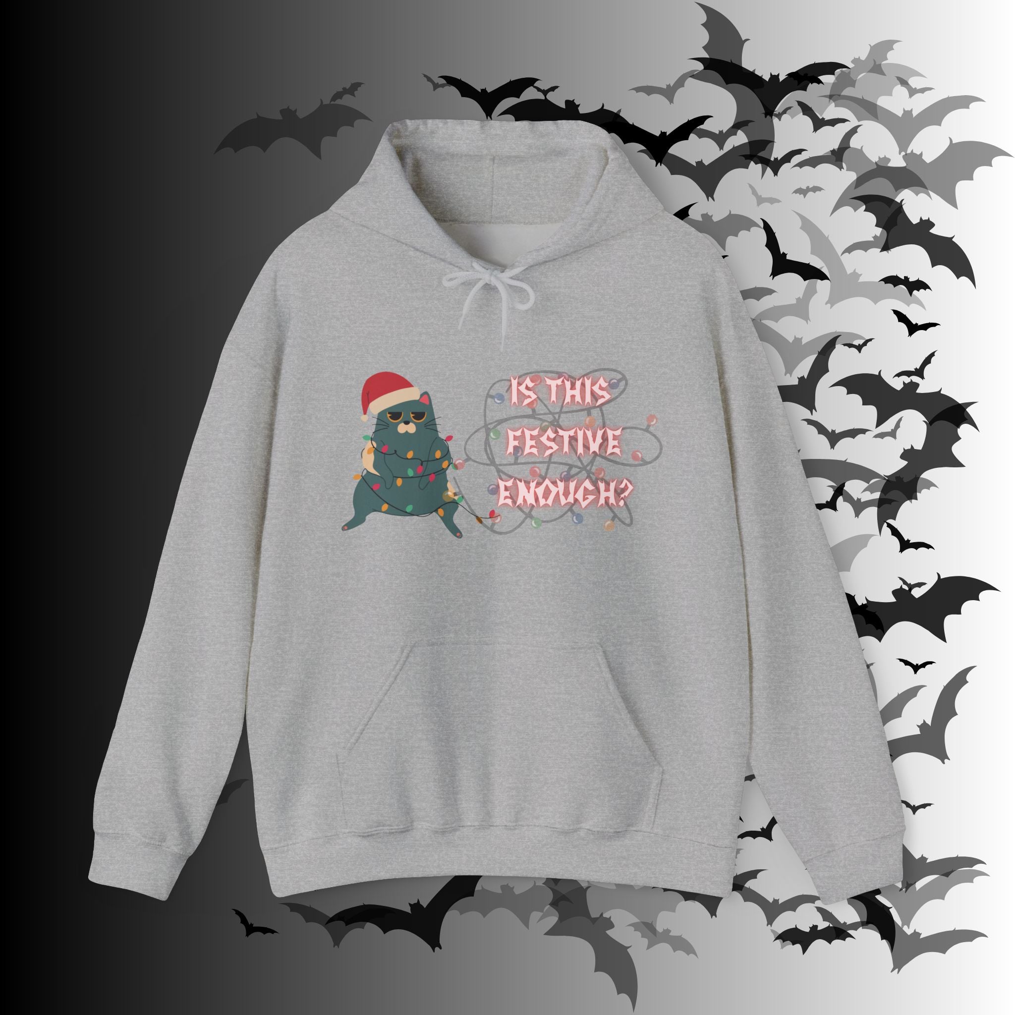 Is This Festive Enough Cat Hoodie — Grumpy Christmas Cat Pullover