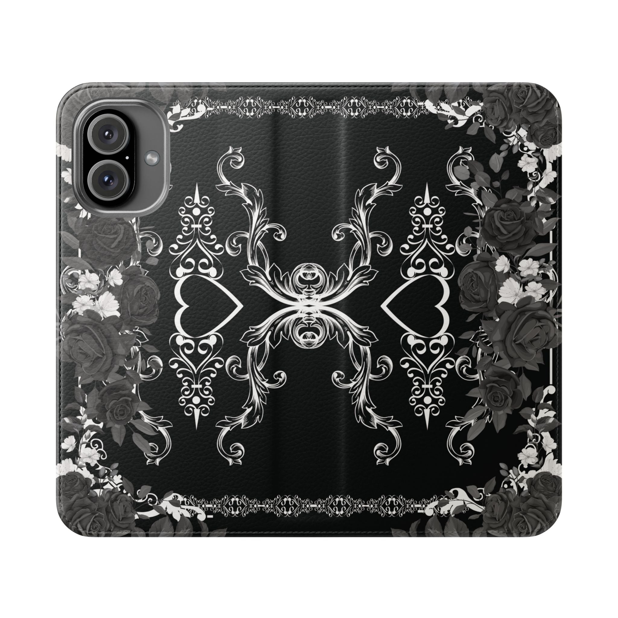 Romantic Goth Wallet Flip Case - Goth Botanical Phone Case