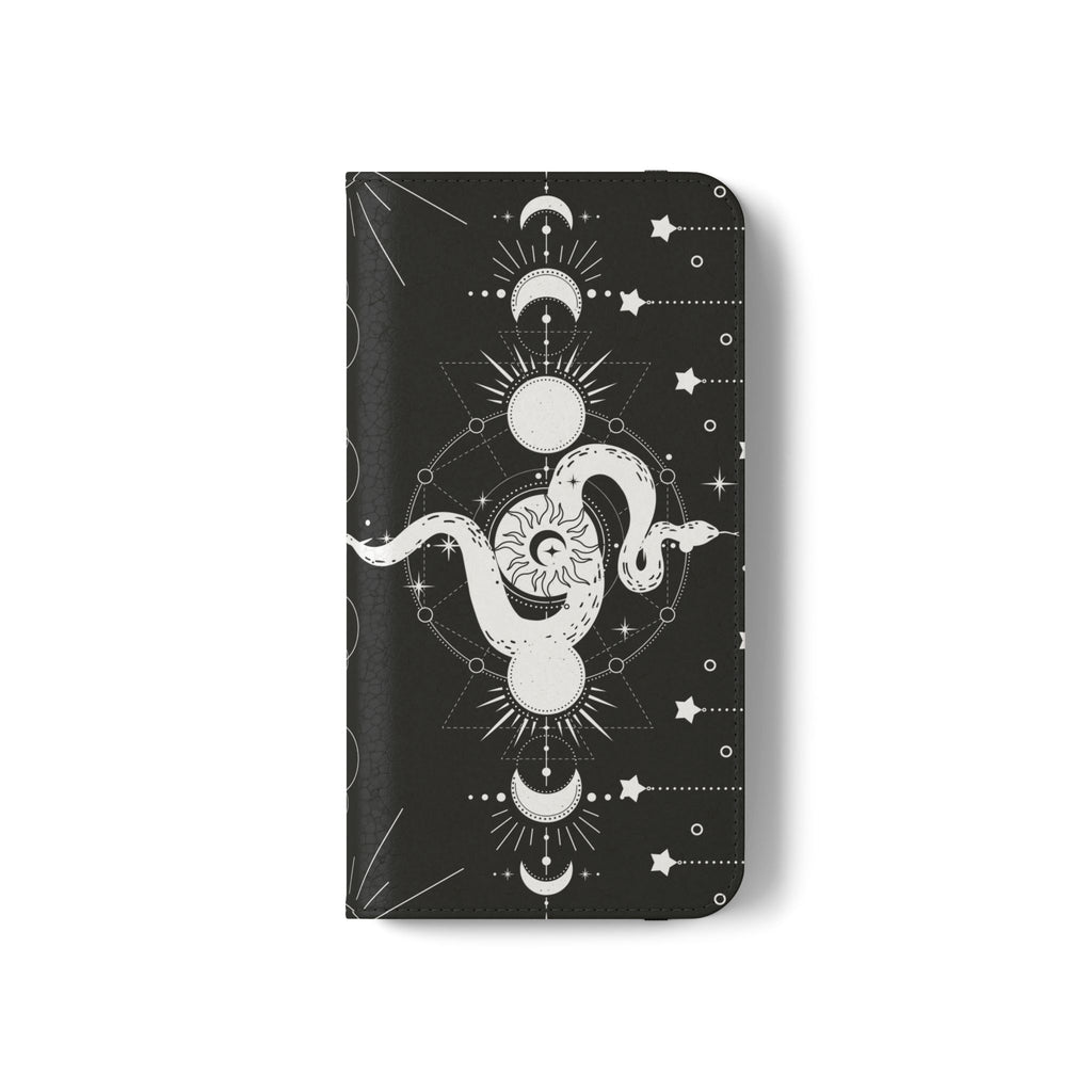 Gothic Style Celestial Snake Moon Phases Wallet Flip PhoneCase - Celestial Style Phone Case for iPhone and Samsung - Moon Phases Wallet Case