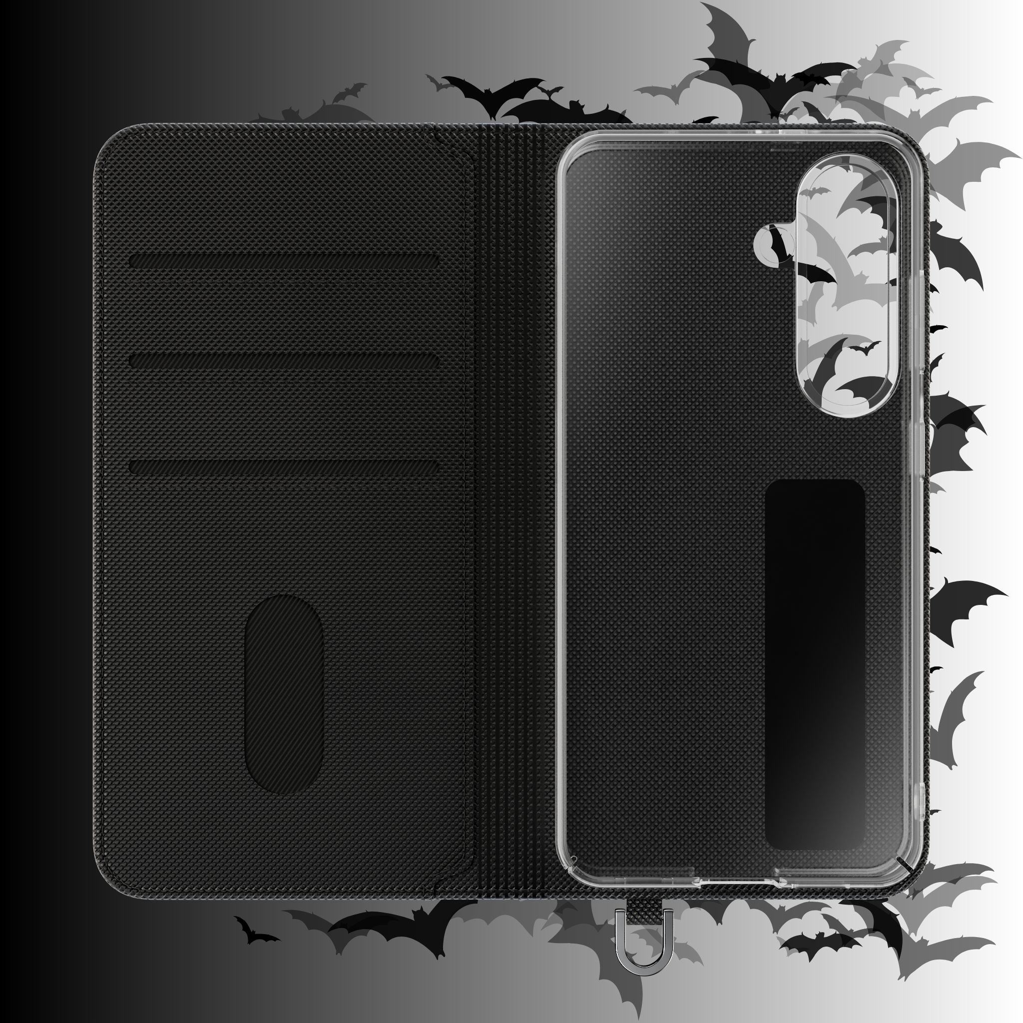 Gothic Bat Wallet Flip Case - Elegant Goth Phone Wallet - Bat Pattern Flip Case - Gothic Phone Case - Stylish Wallet Phone Case