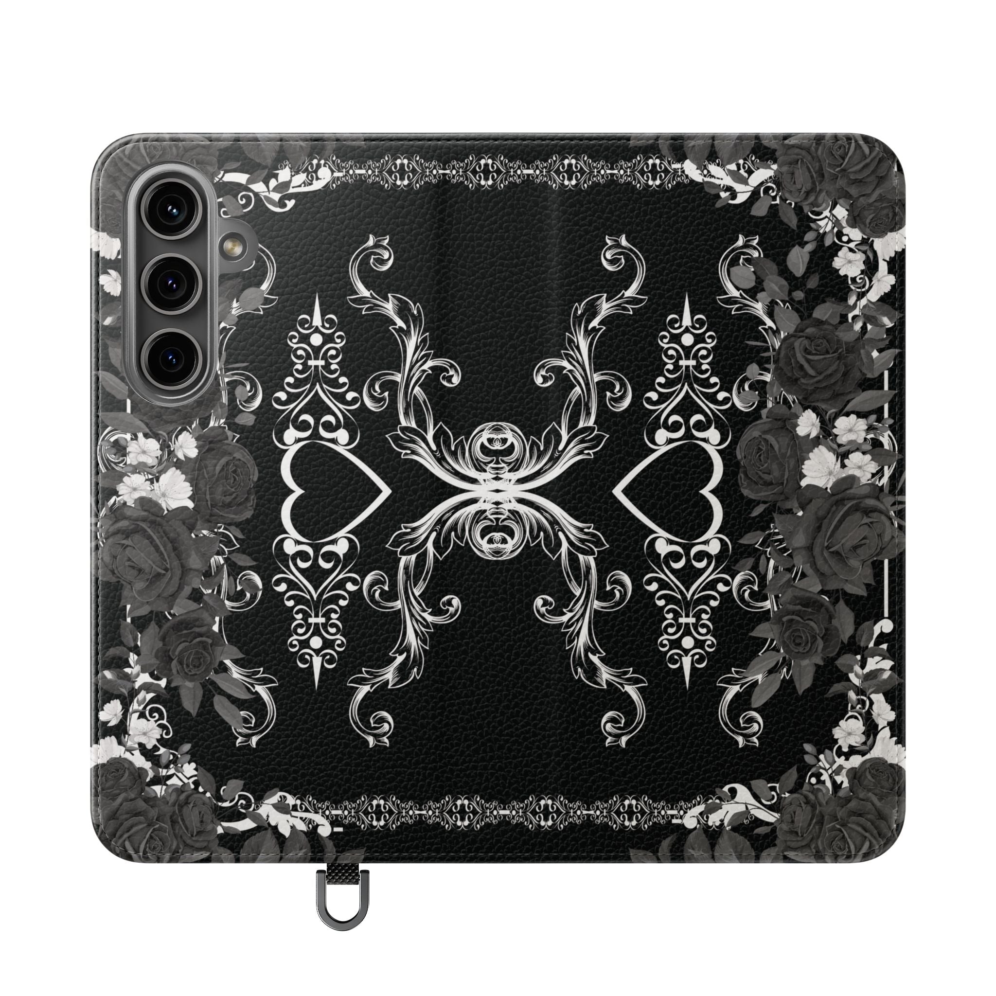 Romantic Goth Wallet Flip Case - Goth Botanical Phone Case
