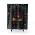 Whimsical Bookcase Shower Curtain — Dark Fantasy Library Bathroom Decor
