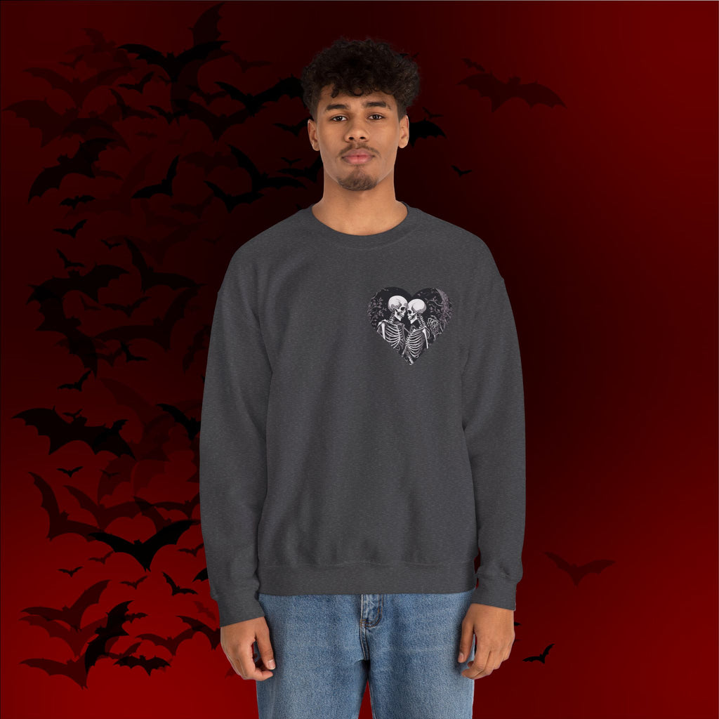 Gothic Valloween Skeleton Love Crewneck Sweatshirt — Dark Romance Couples Valentine's Day
