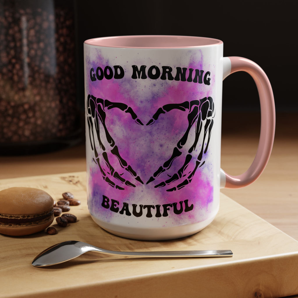 Good Morning Beautiful Fuck Off Skeleton Hands Accent Coffee Mug