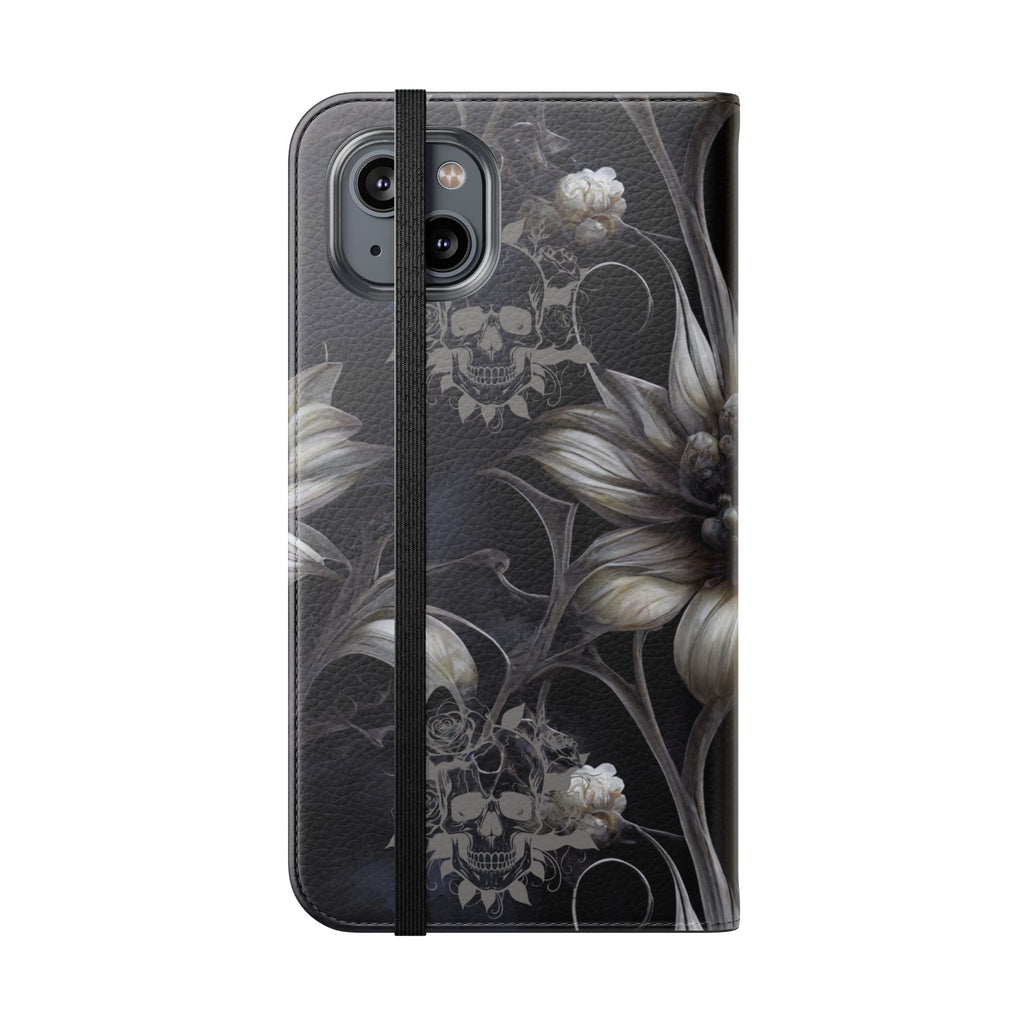 Goth Botanical Flip Wallet Case for iPhone and Samsung Galaxy Phones