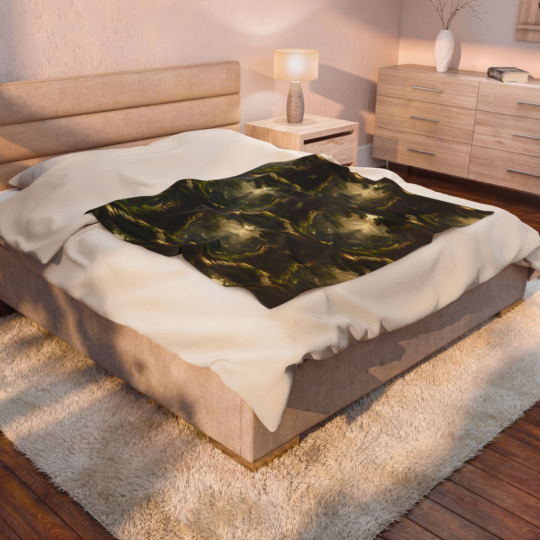 Mystical Forest Throw Blanket — Dark Cottagecore Woodland Home Decor