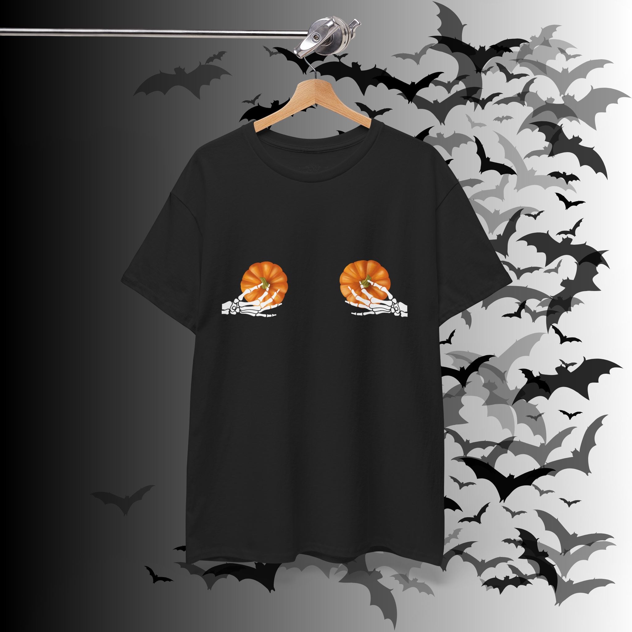 Skeleton Hands Pumpkin Halloween T-Shirt — Funny Spooky Season Tee