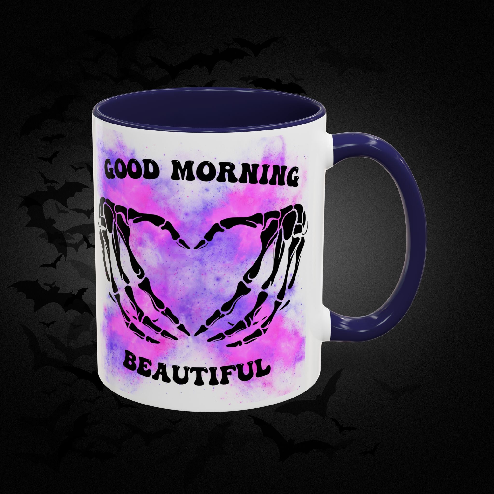 Good Morning Beautiful Fuck Off Skeleton Hands Accent Coffee Mug