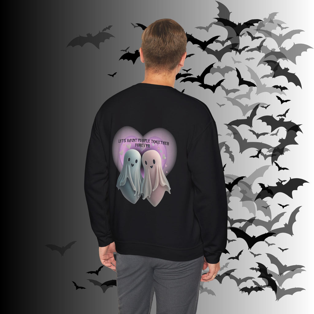Let's Haunt People Together Forever Crewneck Sweatshirt — Gothic Valentine's Couples Ghost