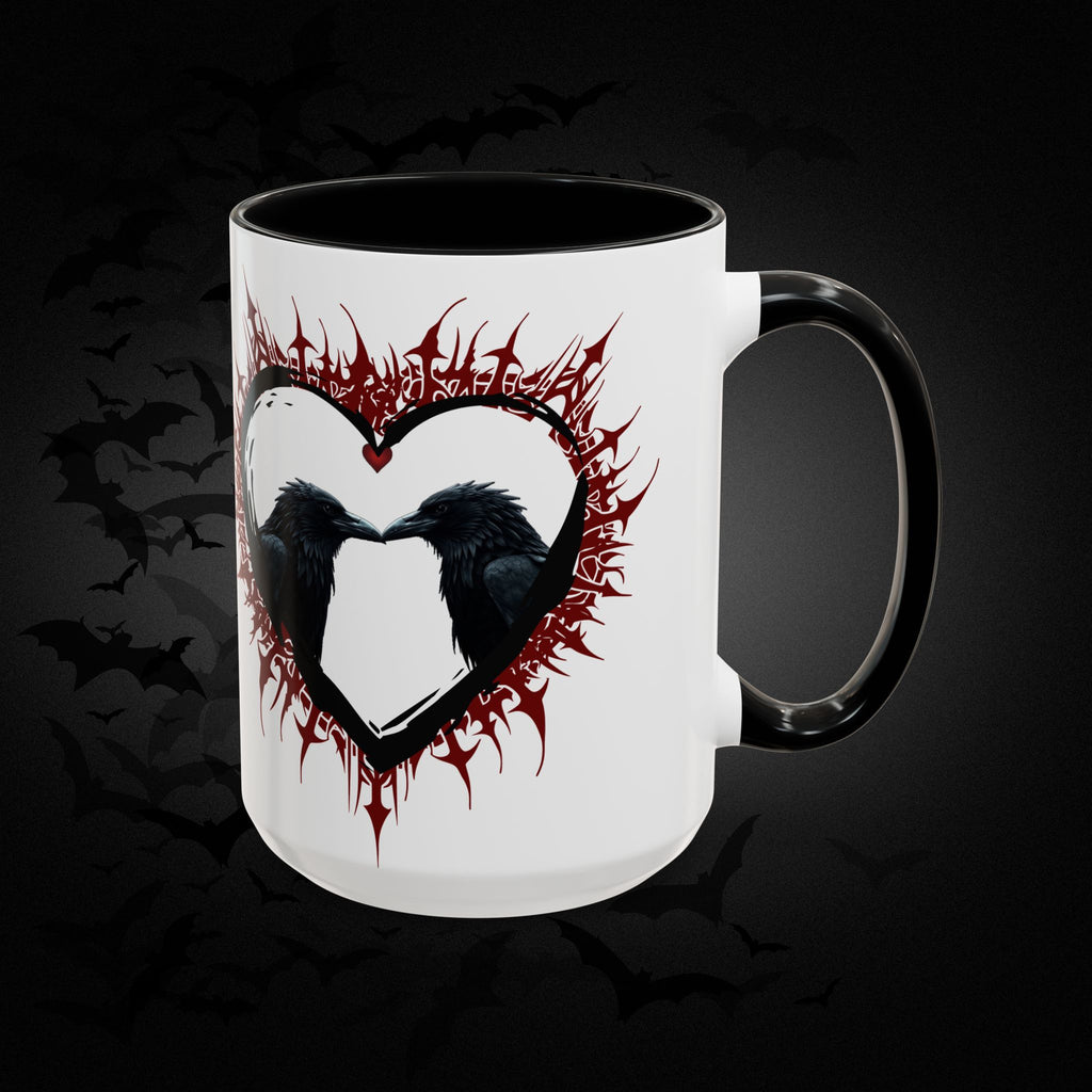 Raven Heart Gothic Coffee Mug — Dark Romance Corvid Design