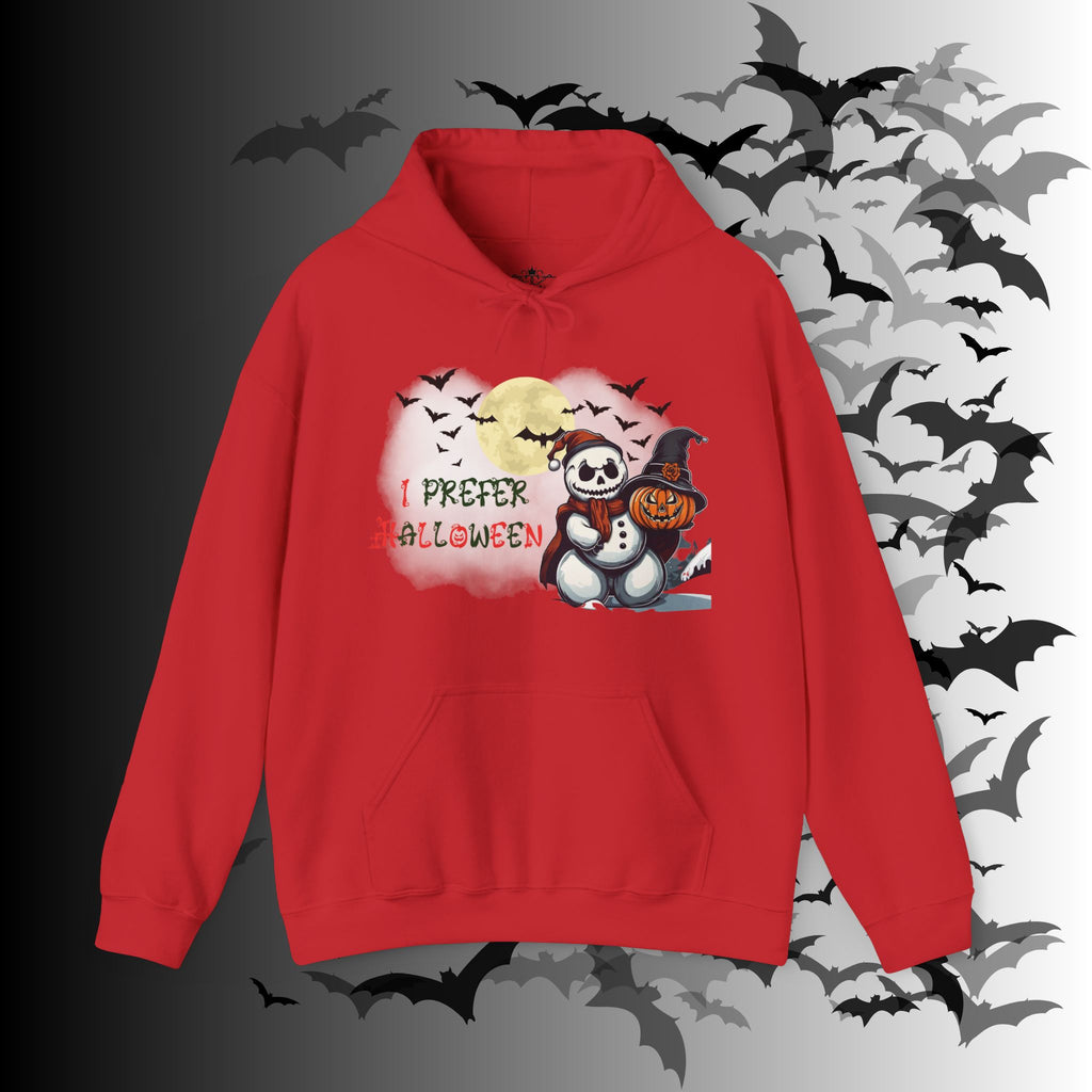 I Prefer Halloween Hoodie — Gothic Christmas Skull Snowman Pumpkin