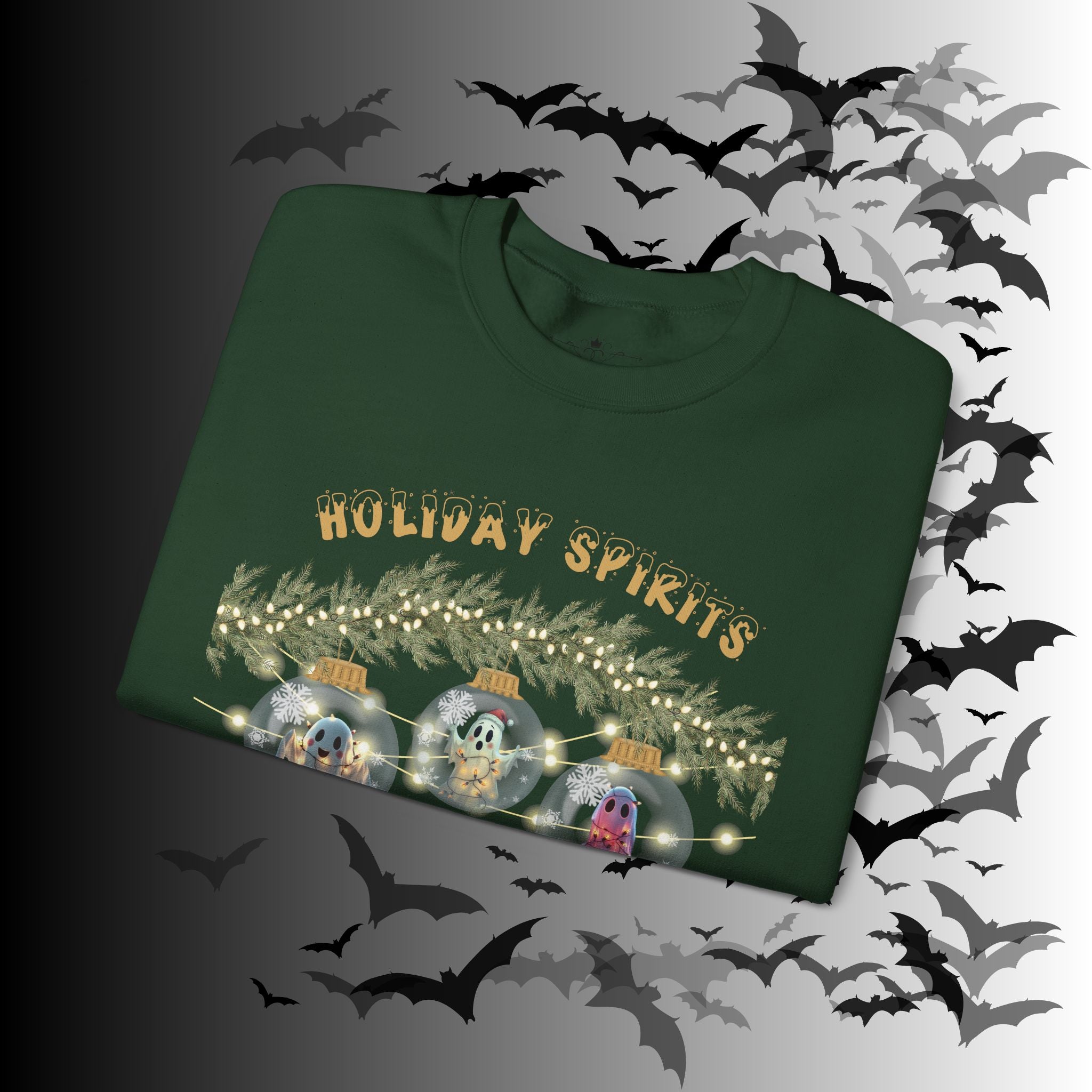 Holiday Spirits Crewneck Sweatshirt — Ghost Christmas Ornament Gothmas