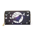 Gothic Celestial Raven Moon Wallet | Witchy Faux Leather Zipper Clutch