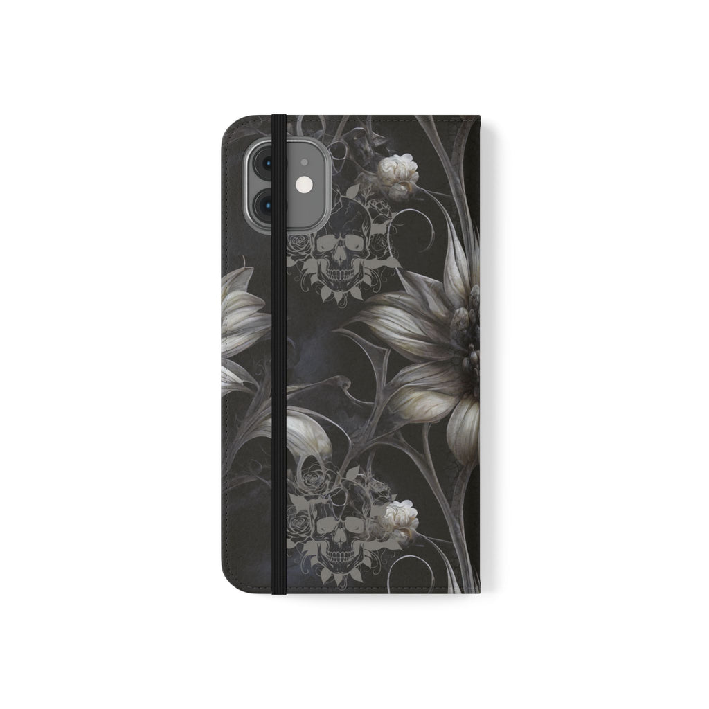 Goth Botanical Flip Wallet Case for iPhone and Samsung Galaxy Phones