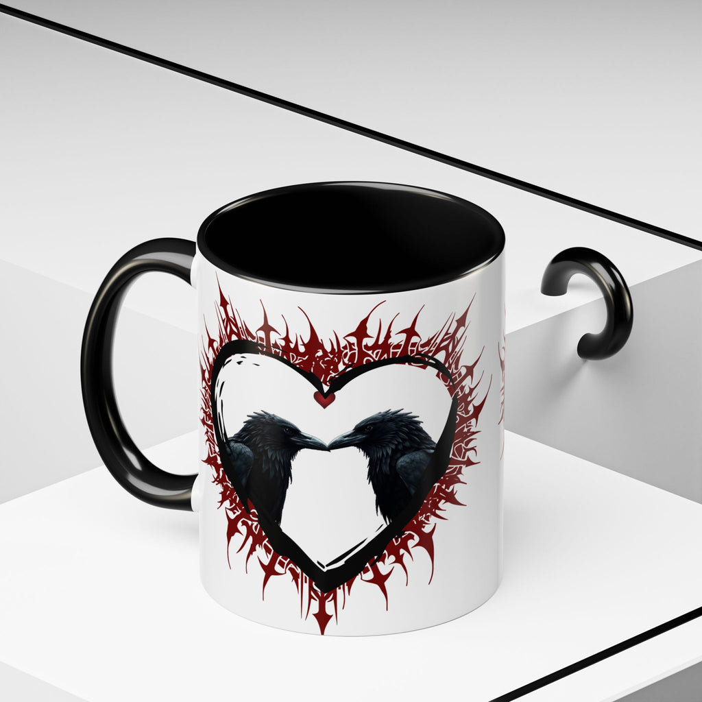 Raven Heart Gothic Coffee Mug — Dark Romance Corvid Design