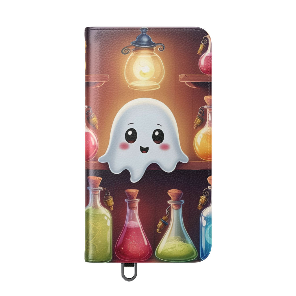 Apothecary Ghost Flip Wallet Case - Spooky Halloween Phone Case - Gothic Ghost Smartphone Case -  Ghost on a Shelf Wallet Case