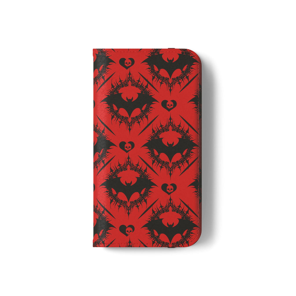 Gothic Bat Wallet Flip Case - Elegant Goth Phone Wallet - Bat Pattern Flip Case - Gothic Phone Case - Stylish Wallet Phone Case