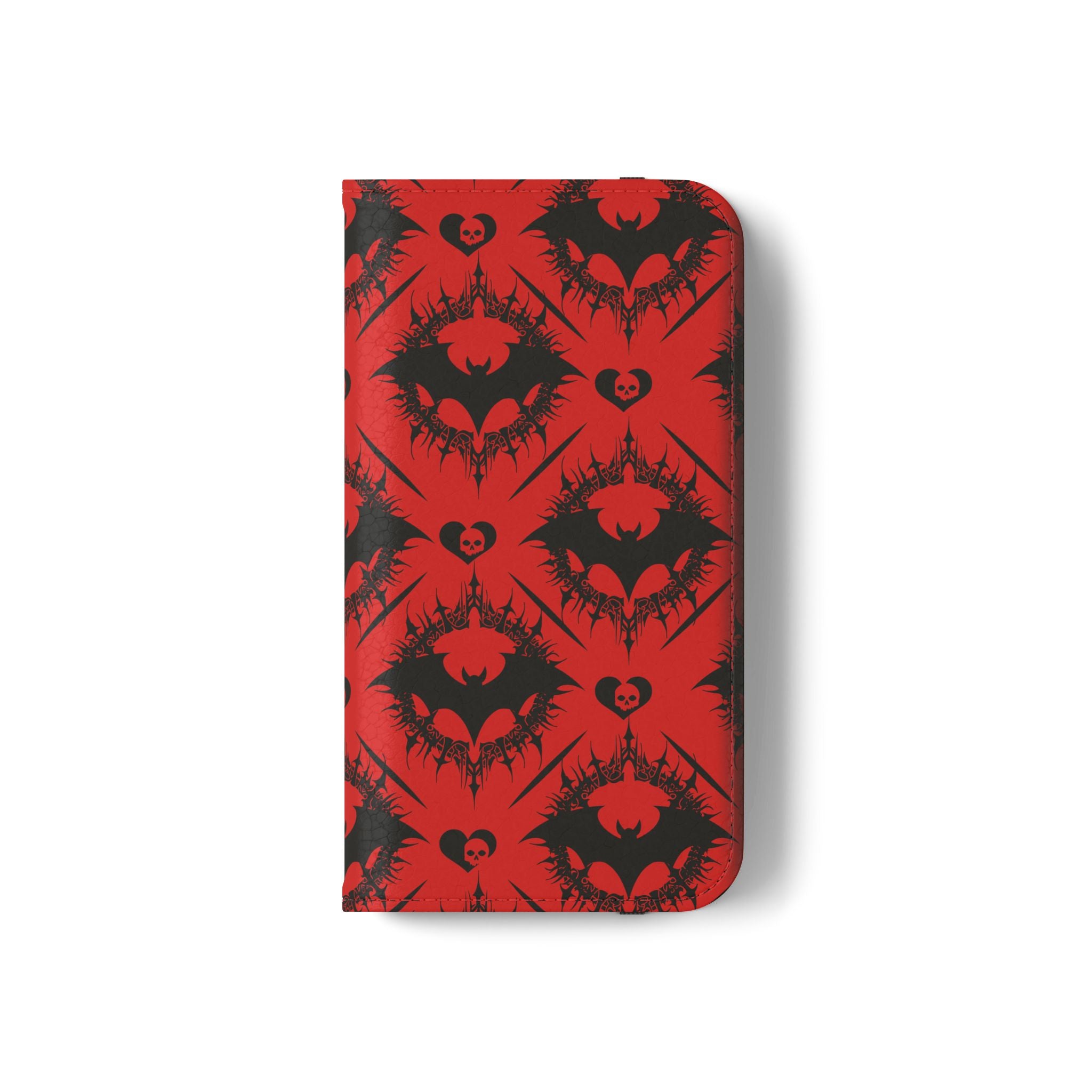Gothic Bat Wallet Flip Case - Elegant Goth Phone Wallet - Bat Pattern Flip Case - Gothic Phone Case - Stylish Wallet Phone Case