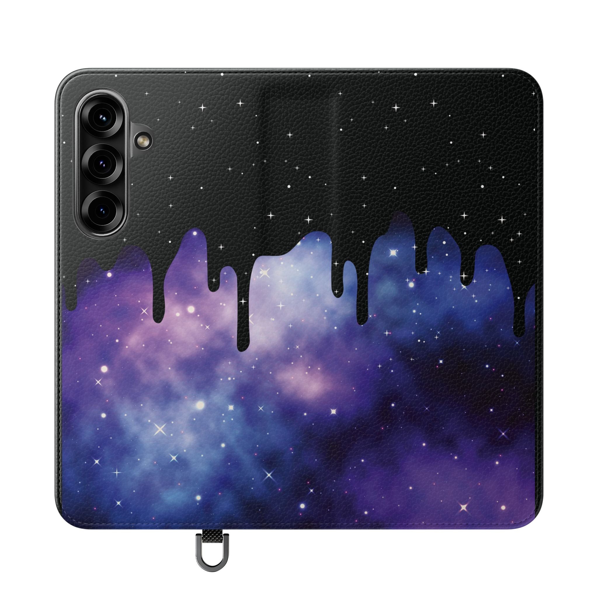 Pastel Goth Drippy Galaxy Flip Wallet Phone Case - Wallet Case for Samsung and iPhone - Gothic Style Wallet Phone Cases