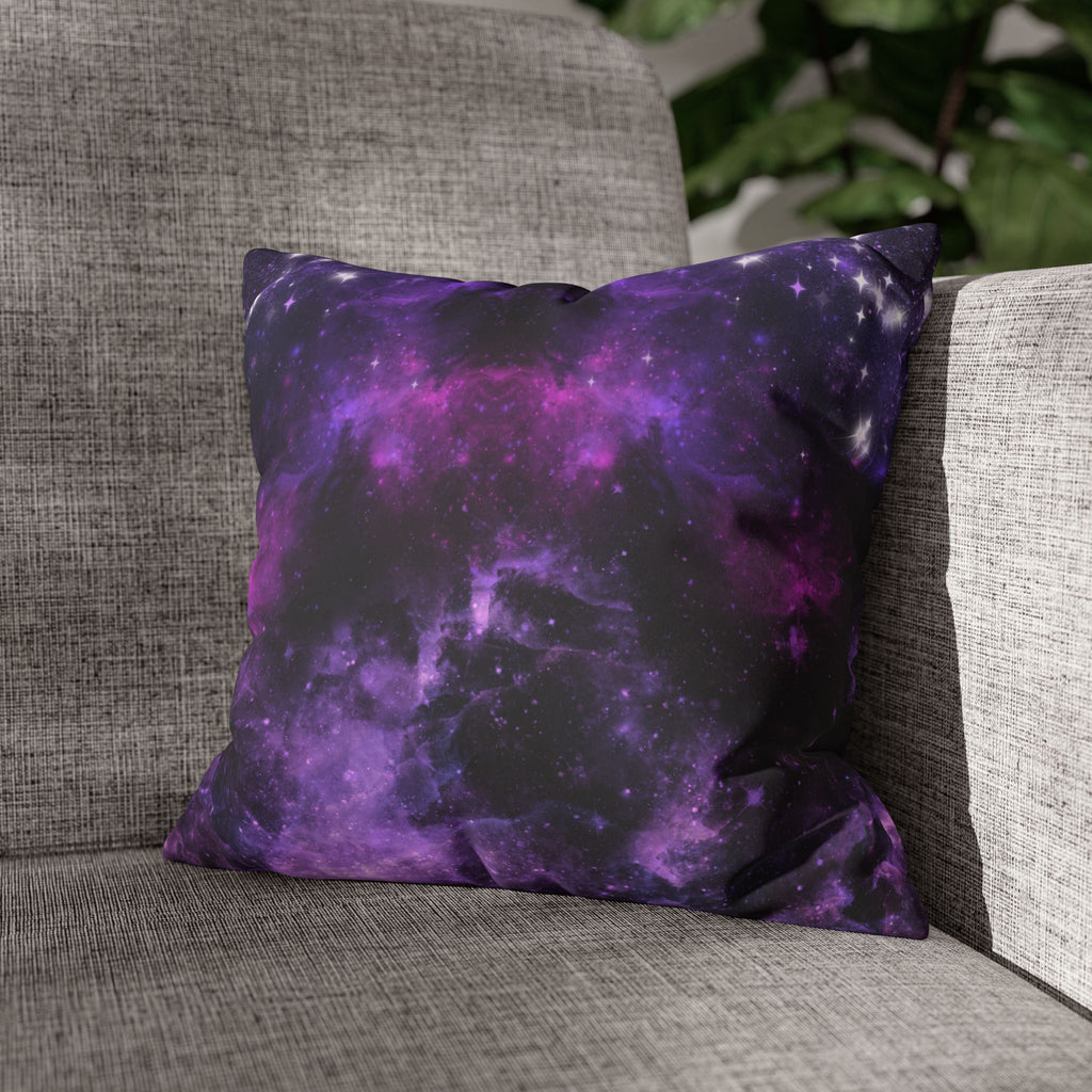 Purple Galaxy Cosmic Throw Pillow — Dark Celestial Witchy Home Decor