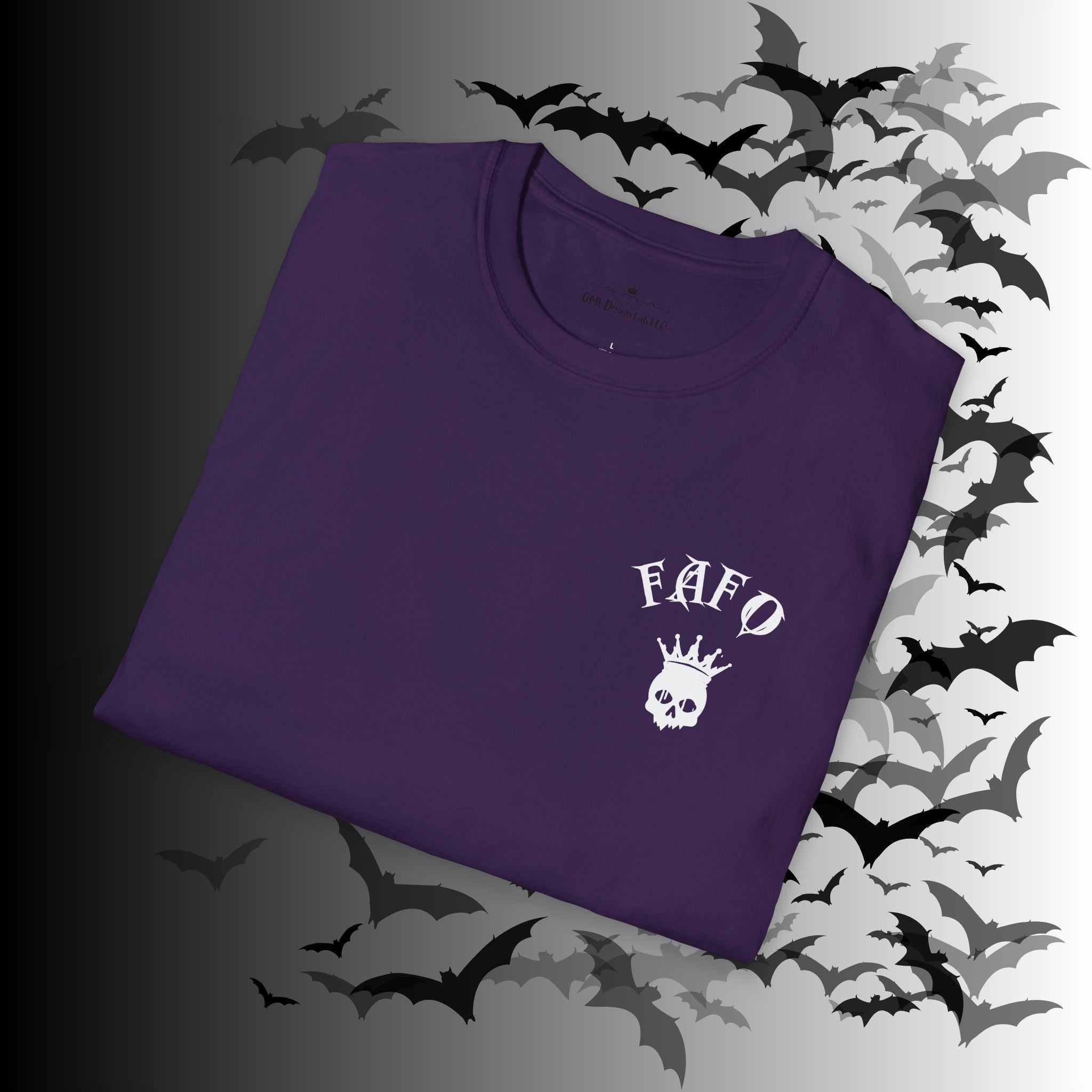 "FAFO" I Identify As A Threat T-Shirt — White Print Front & Back Gothic Tee