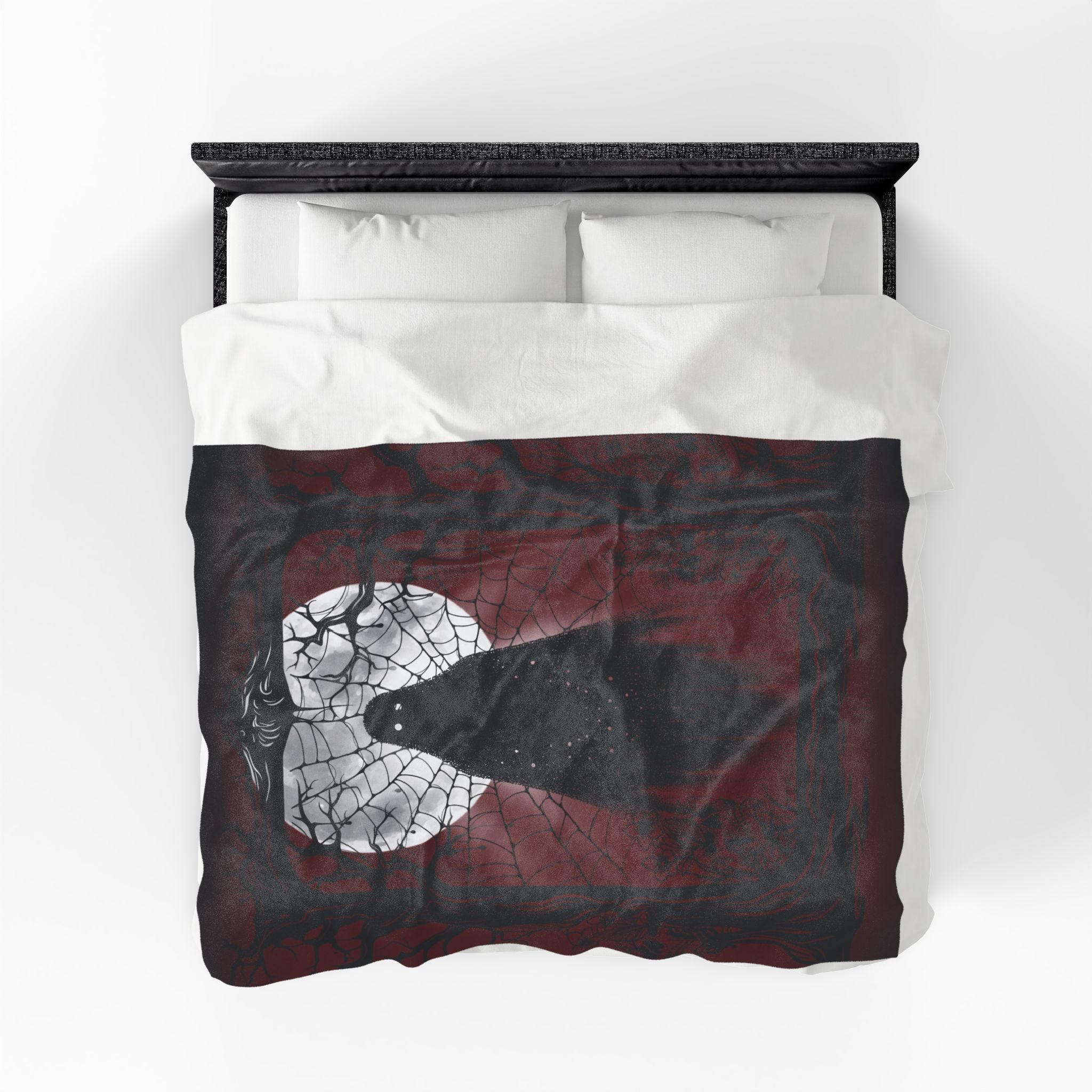 Gothic Ghost Spider Web Throw Blanket — Dark Halloween Home Decor