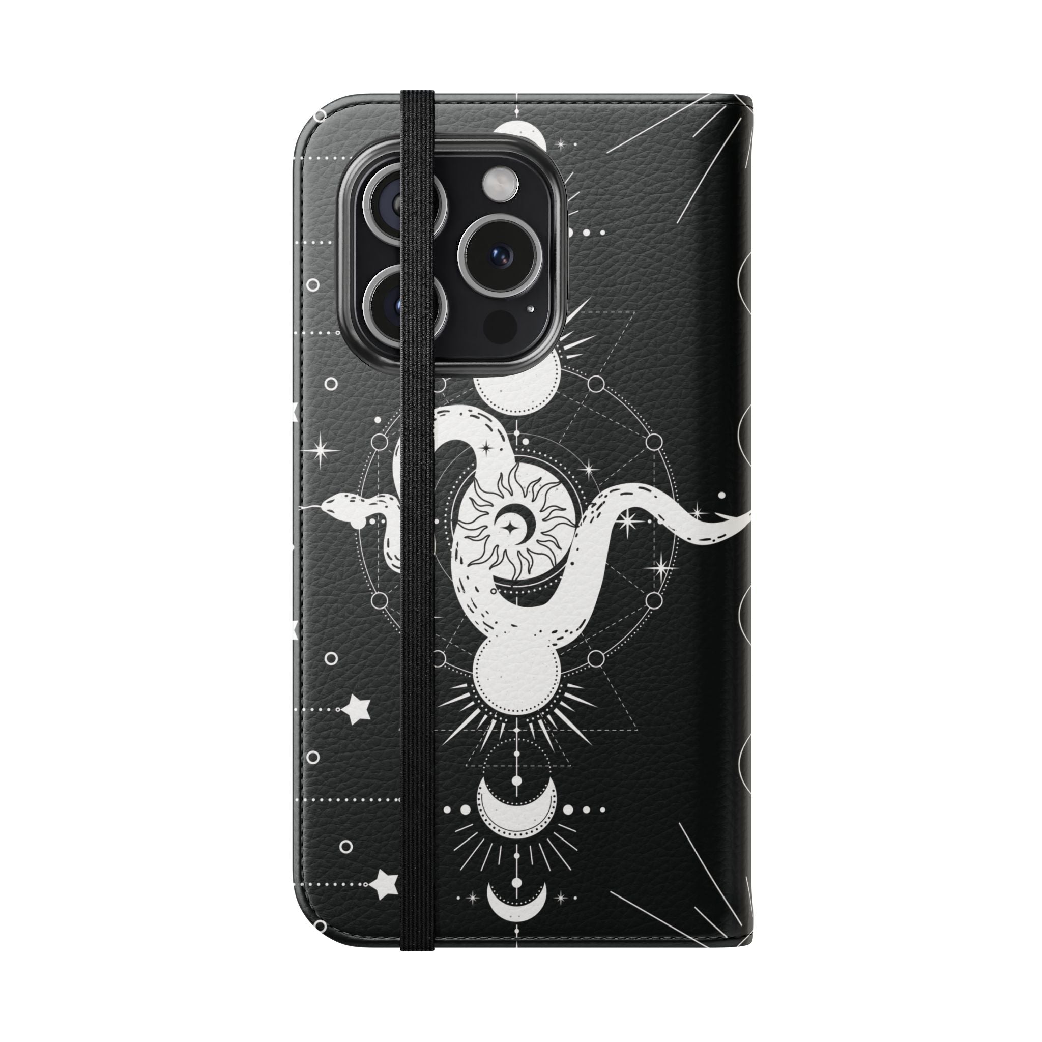 Gothic Style Celestial Snake Moon Phases Wallet Flip PhoneCase - Celestial Style Phone Case for iPhone and Samsung - Moon Phases Wallet Case