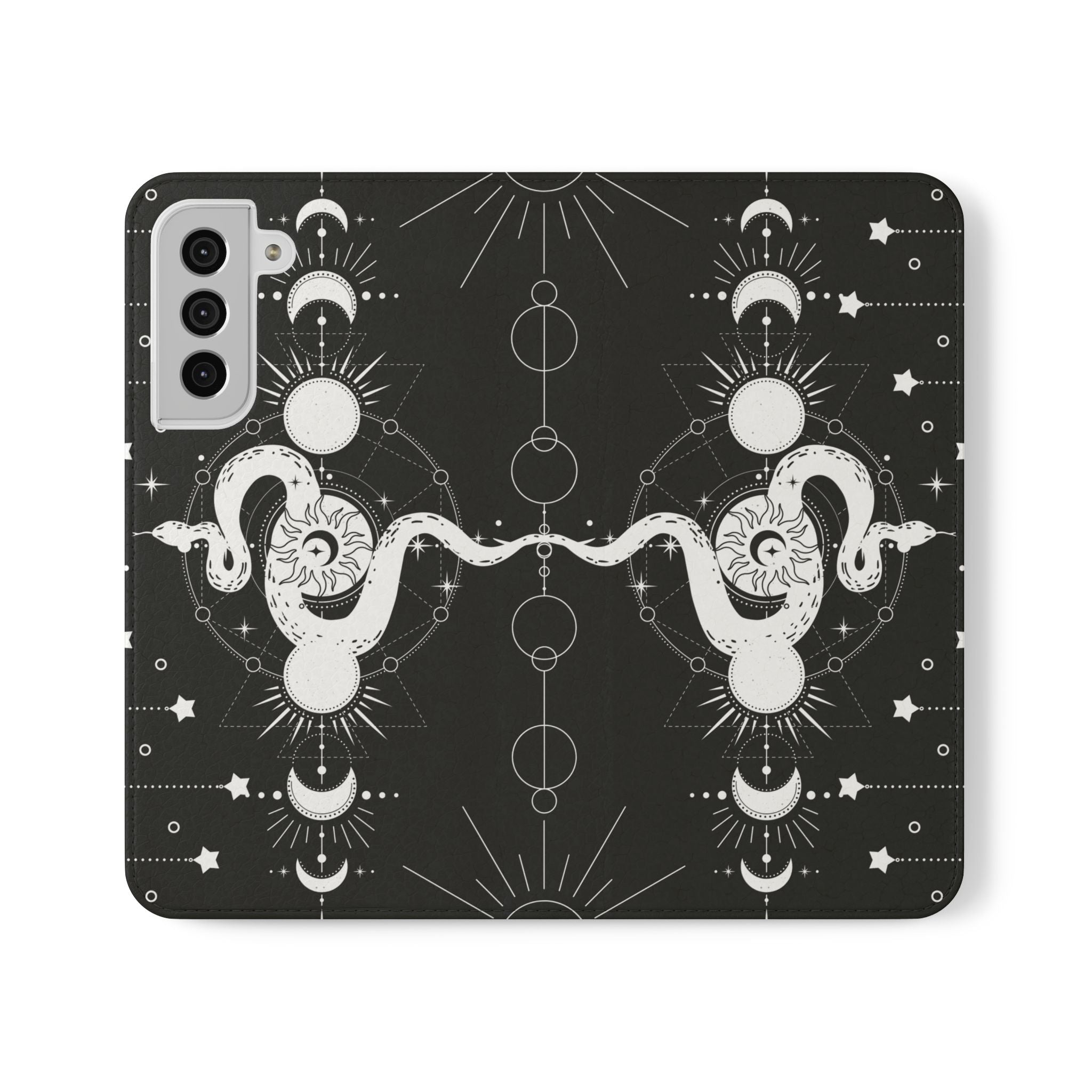 Gothic Style Celestial Snake Moon Phases Wallet Flip PhoneCase - Celestial Style Phone Case for iPhone and Samsung - Moon Phases Wallet Case