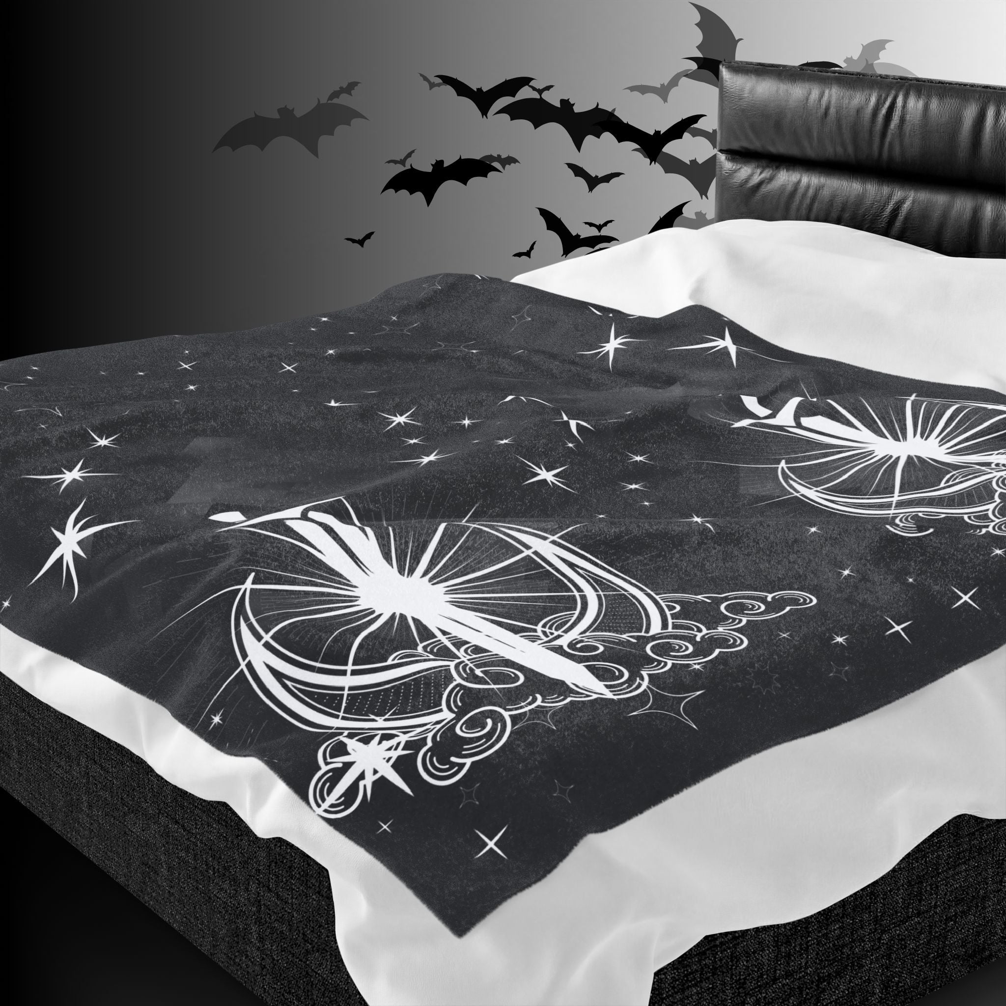 Gothic Moon Sword Blanket: Celestial Velveteen or Sherpa Throw
