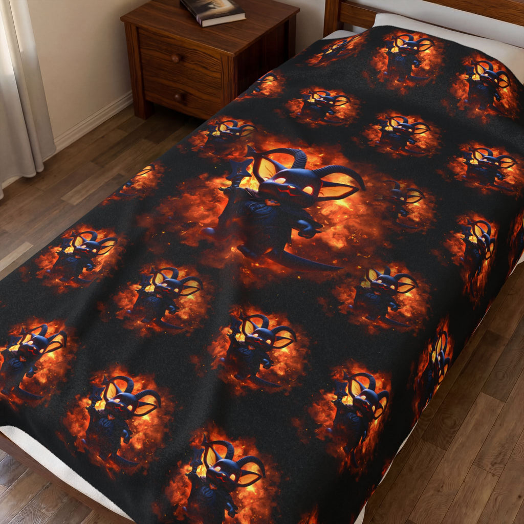 Whimsigoth Chibi Baphomet Throw Blanket — Gothic Occult Home Decor