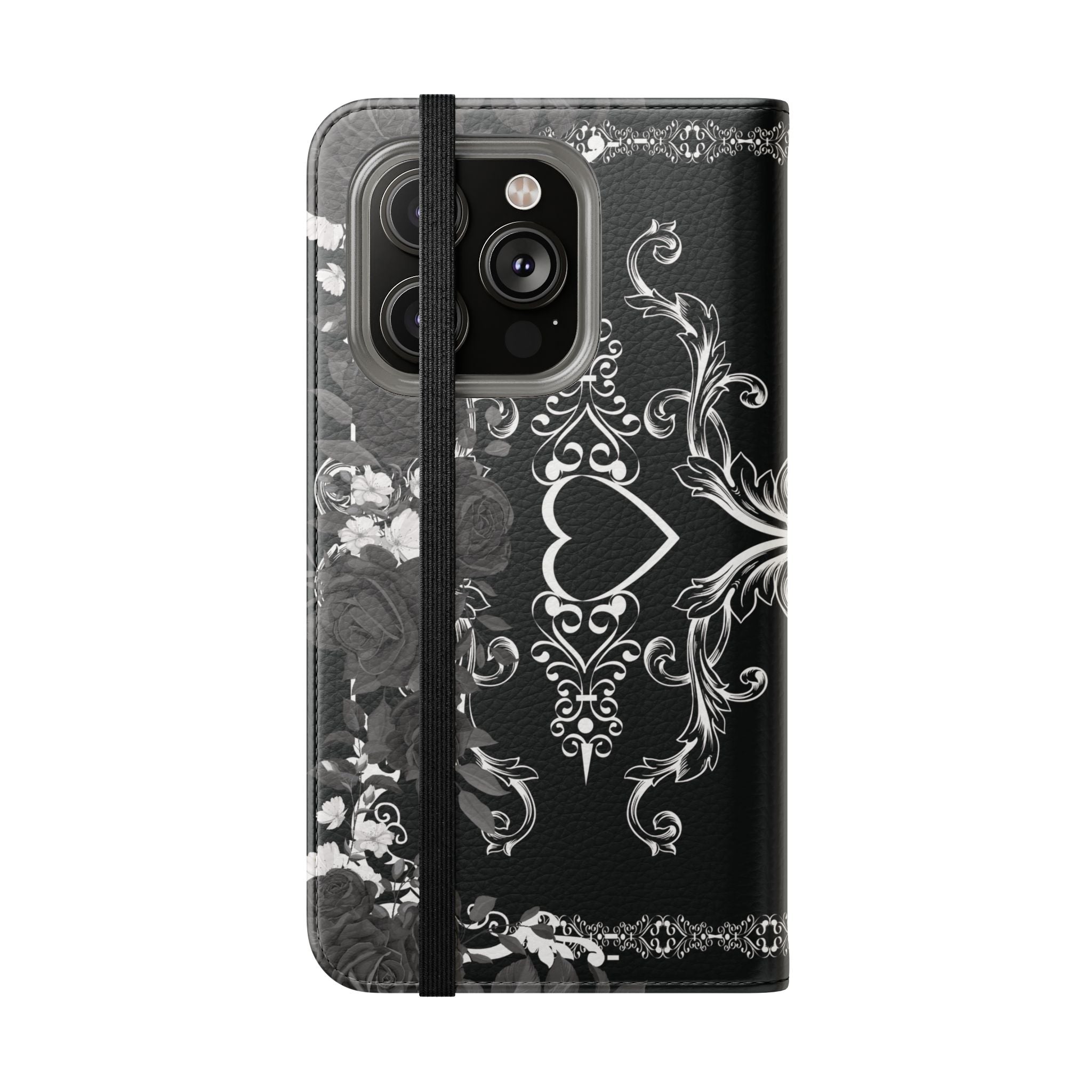 Romantic Goth Wallet Flip Case - Goth Botanical Phone Case