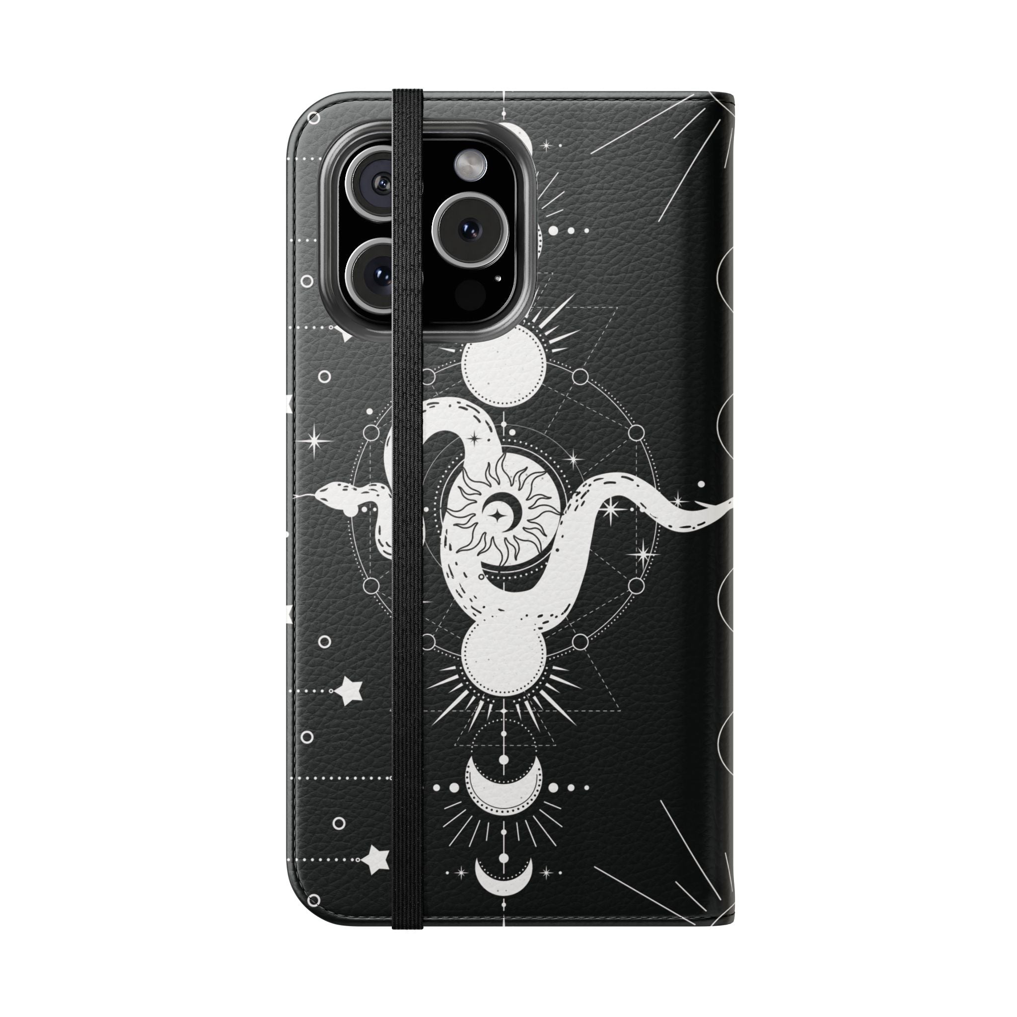 Gothic Style Celestial Snake Moon Phases Wallet Flip PhoneCase - Celestial Style Phone Case for iPhone and Samsung - Moon Phases Wallet Case