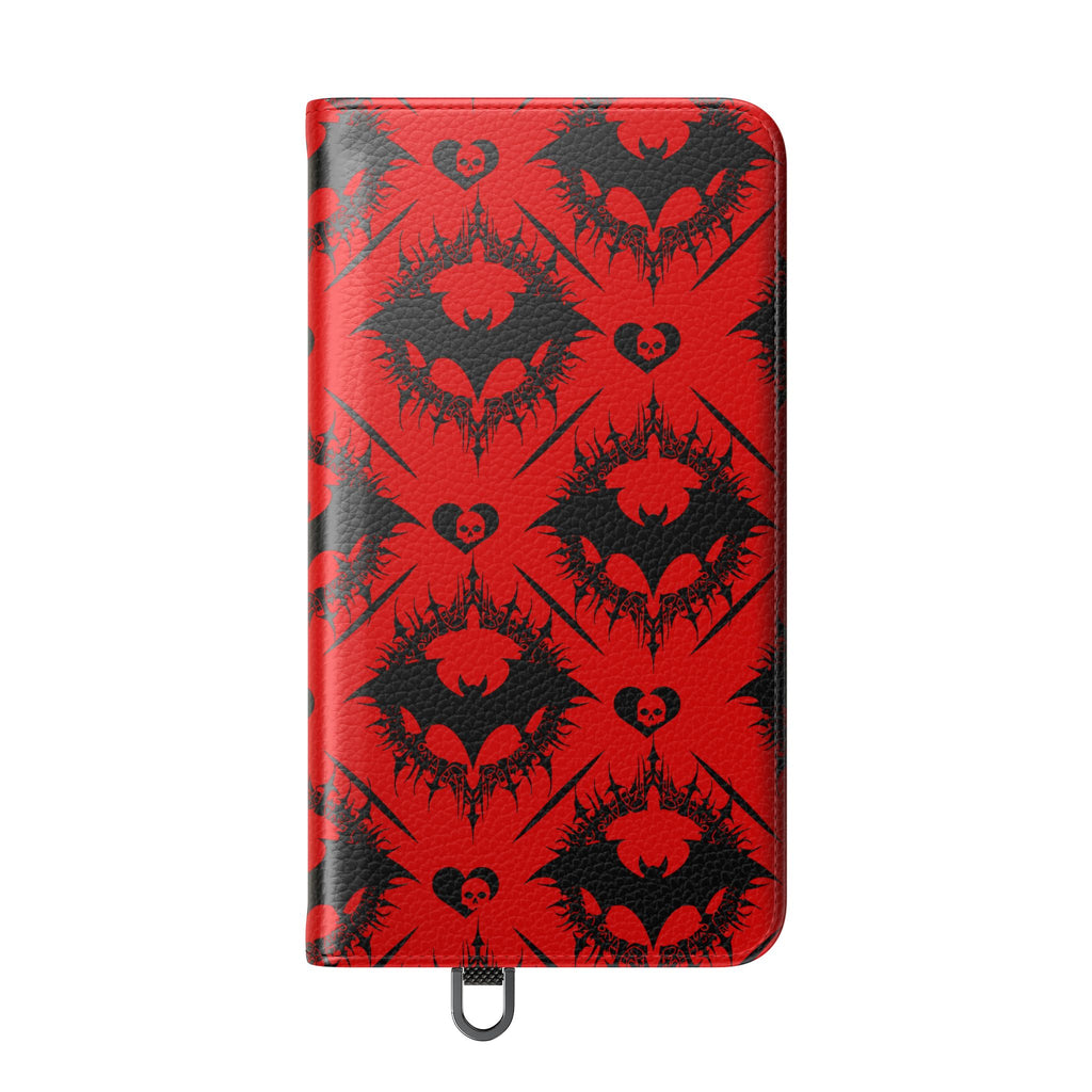 Gothic Bat Wallet Flip Case - Elegant Goth Phone Wallet - Bat Pattern Flip Case - Gothic Phone Case - Stylish Wallet Phone Case