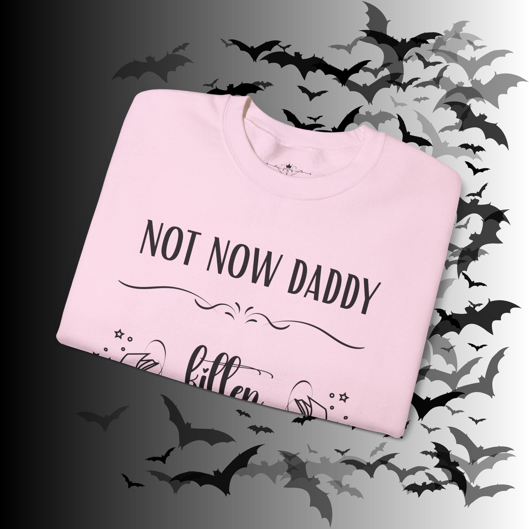 Not Now Daddy Kitten Is Reading Crewneck Sweatshirt — Funny Book Lover