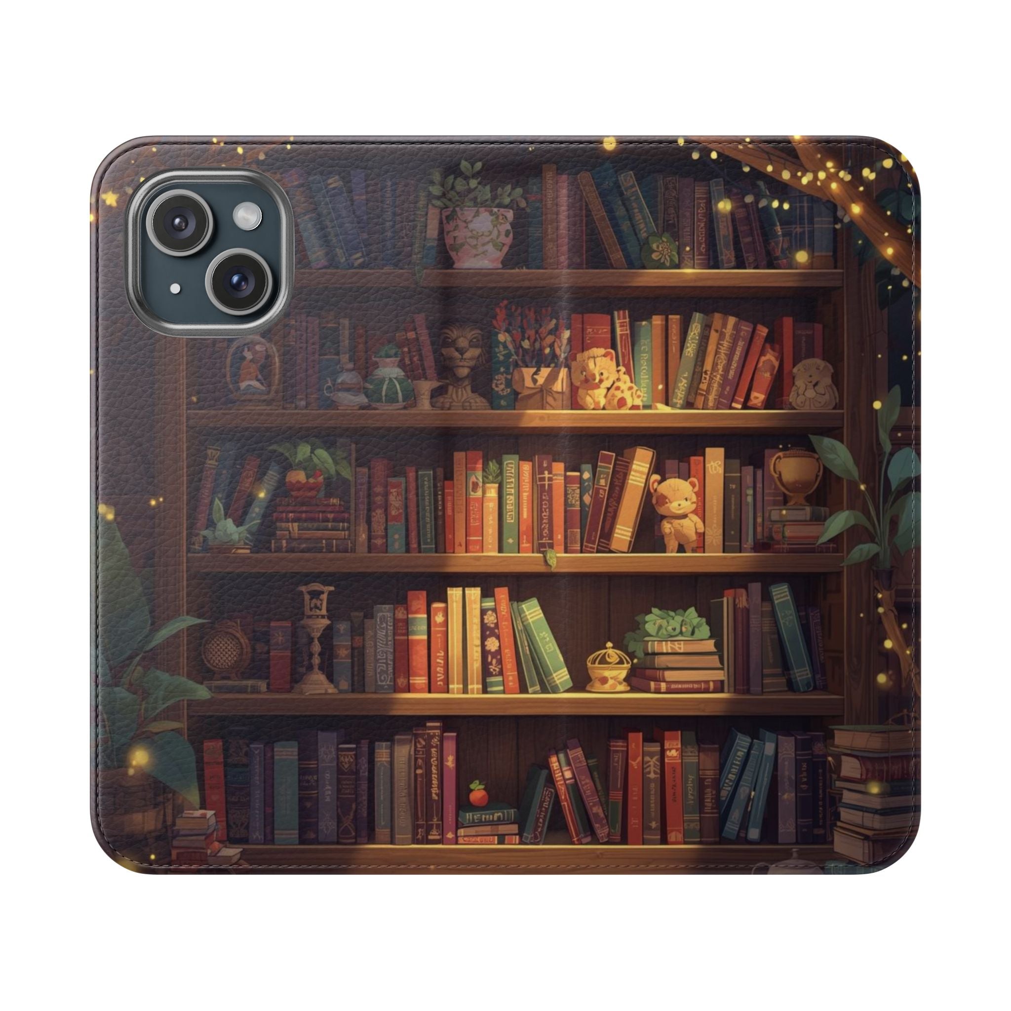 Whimsigoth Bookcase Wallet Flip Case - Romantasy Reader Phone Wallet - Book Pattern Flip Case - Bookish Phone Case